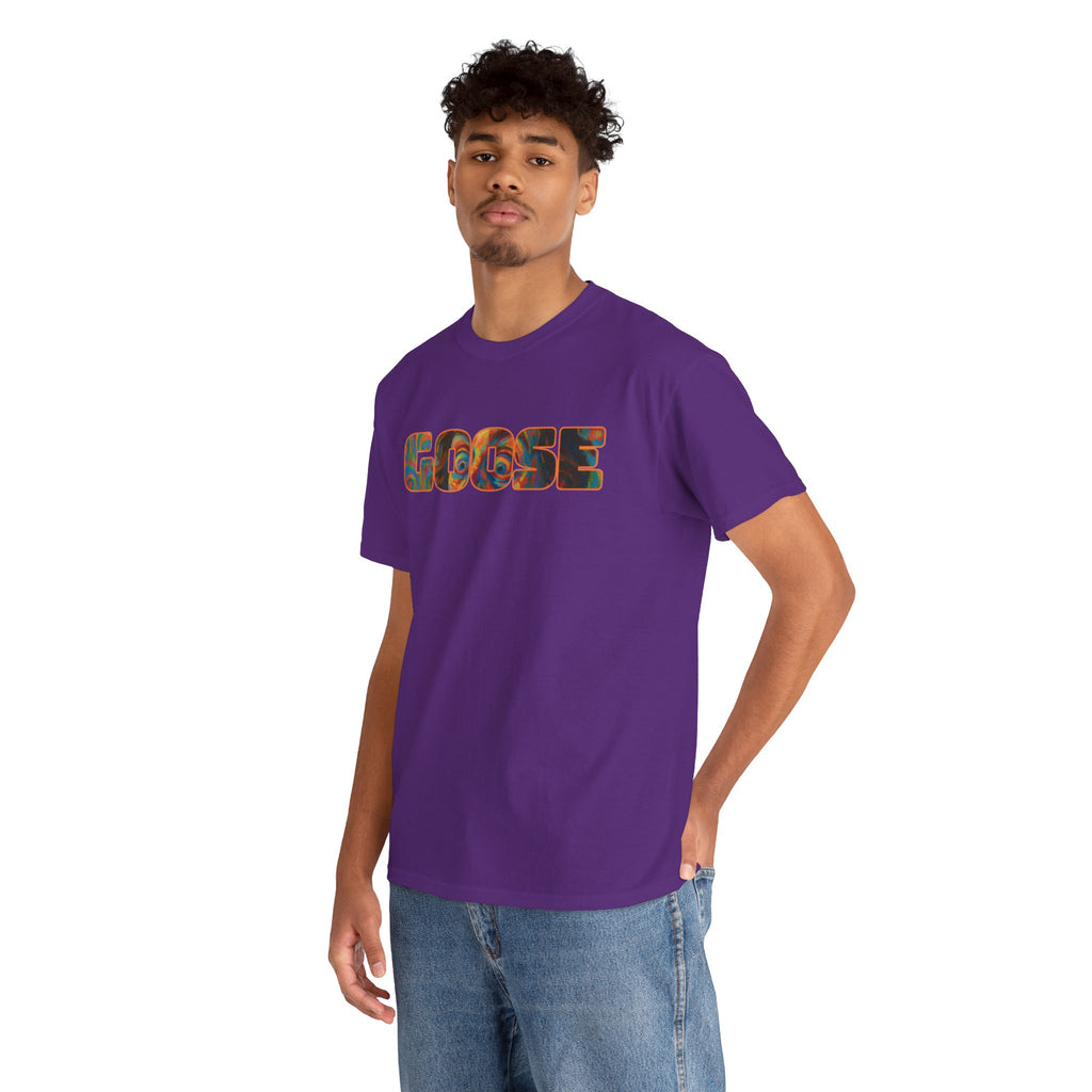 Goose Graphic Tee — Retro Camo Lettering Shirt