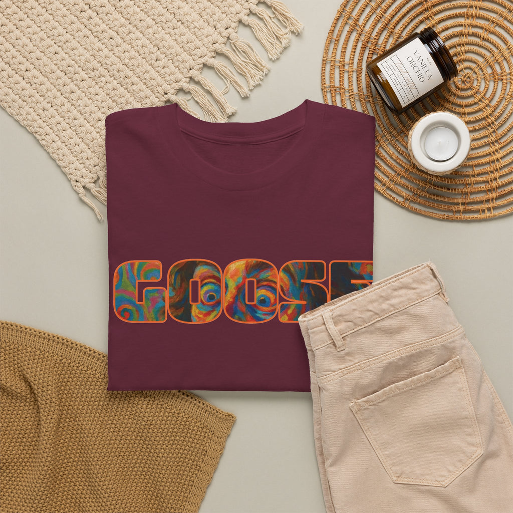 Goose Graphic Tee — Retro Camo Lettering Shirt