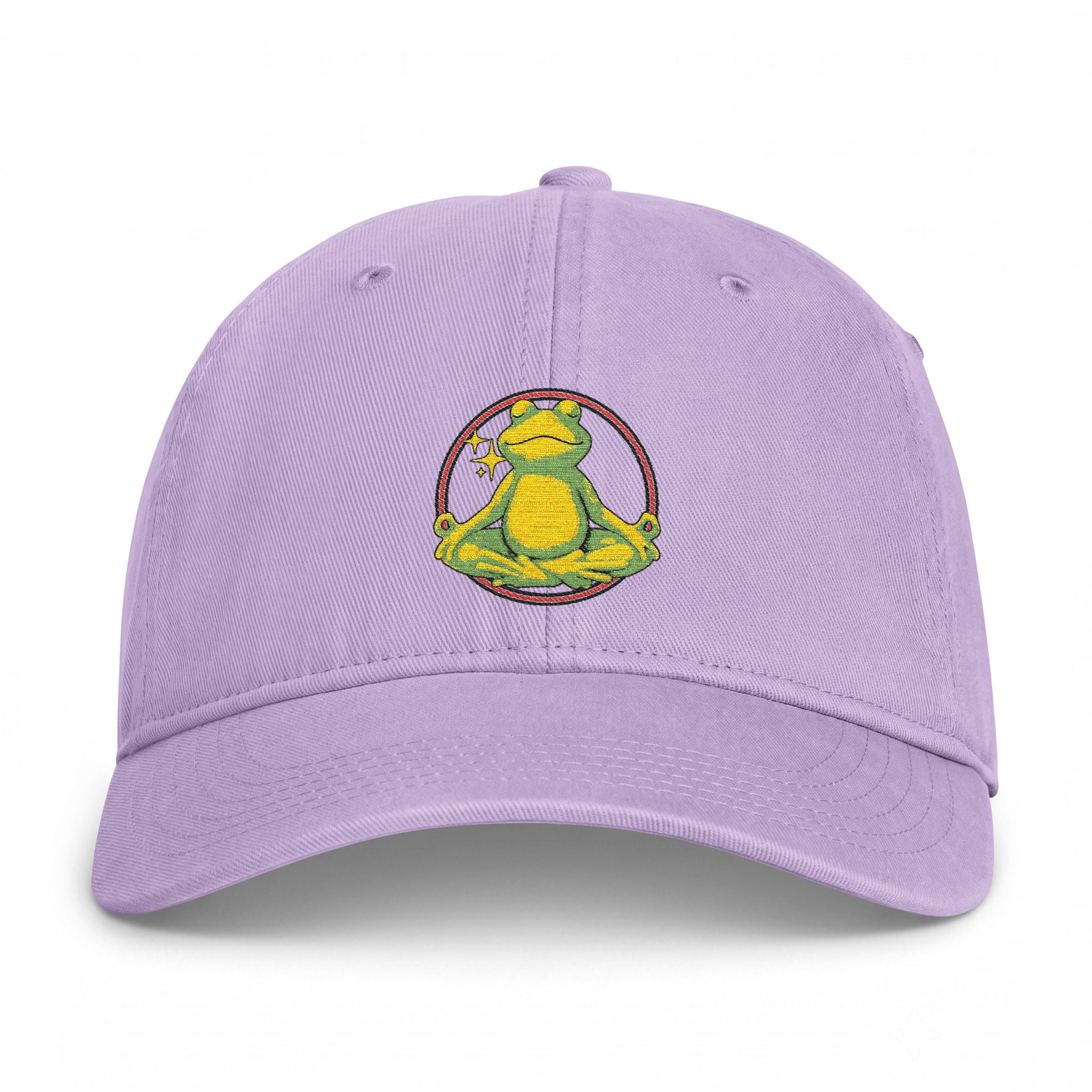 Embroidered Meditating Frog Dad Hat - Coastal Washed Cap