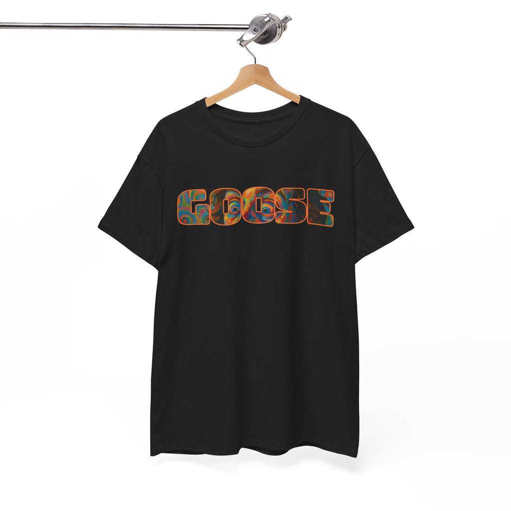 Goose Graphic Tee — Retro Camo Lettering Shirt