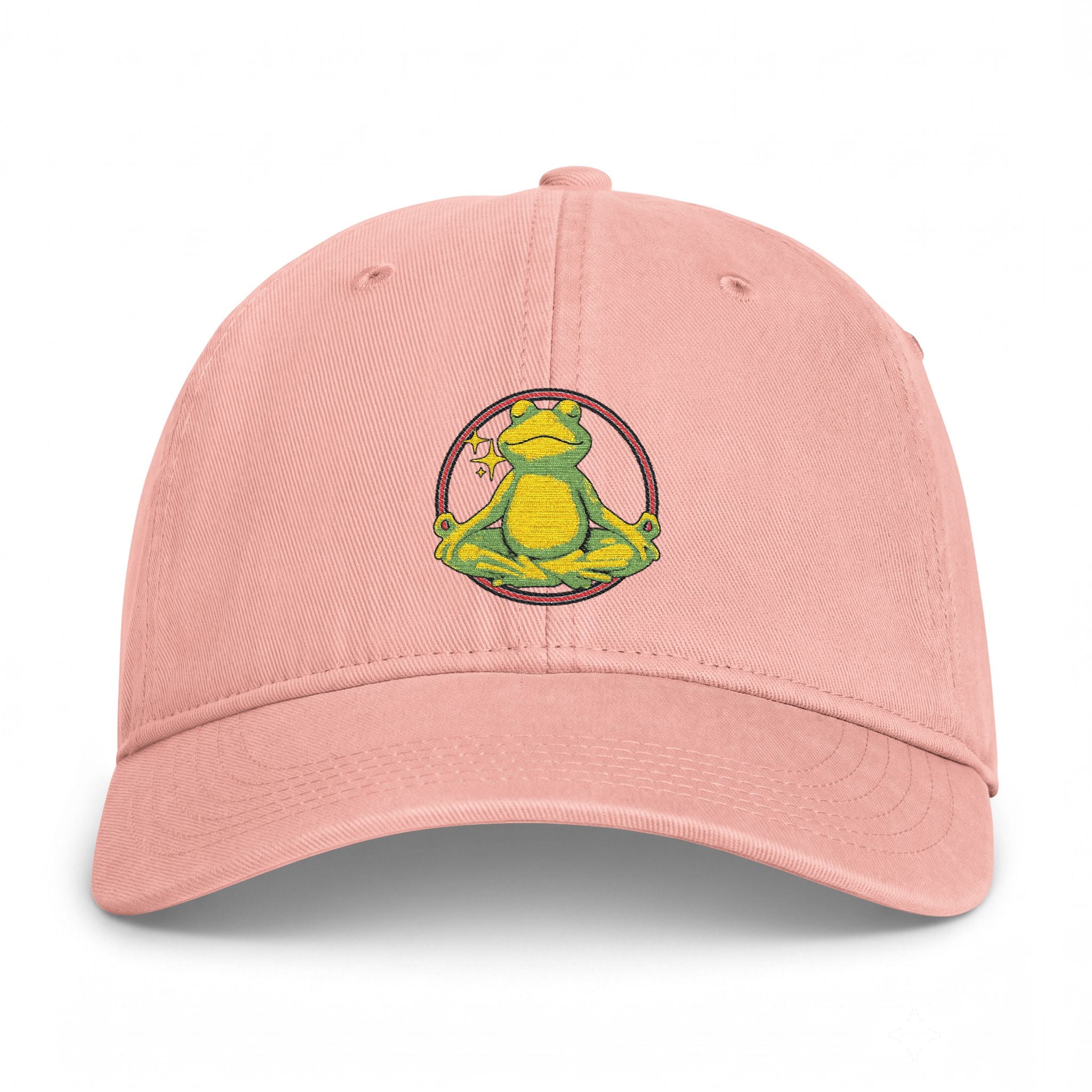Embroidered Meditating Frog Dad Hat - Coastal Washed Cap
