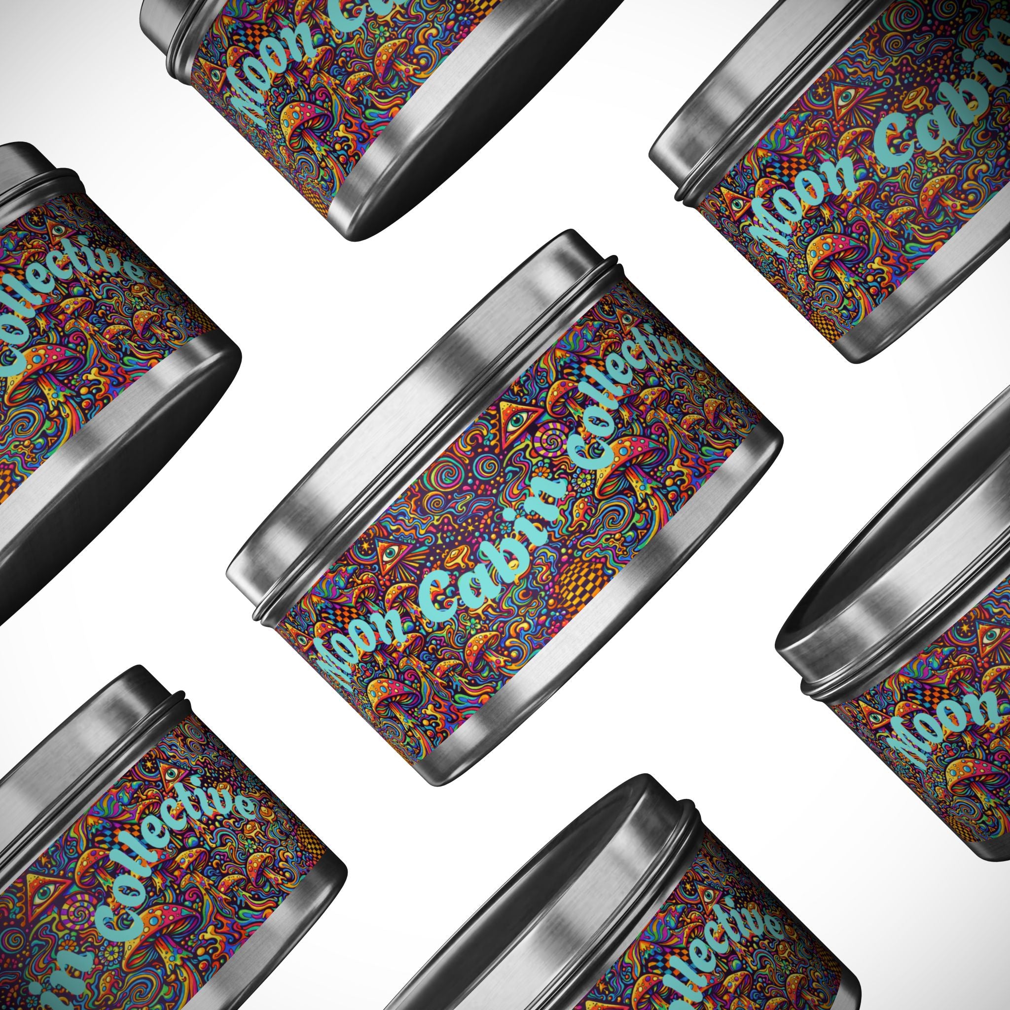 Moon Cabin Collection Tin Candle – Psychedelic Mushroom Scented Tin