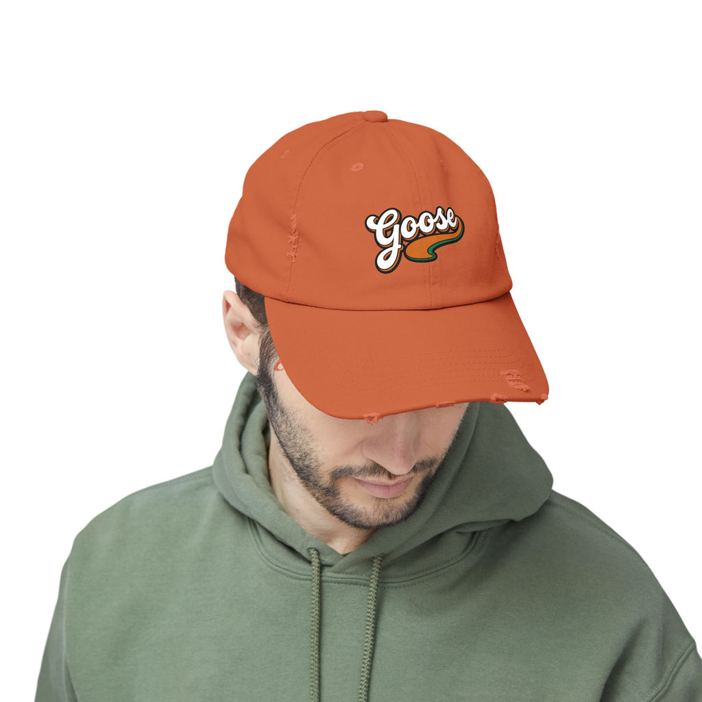 Goose Vintage Script Cap — Distressed Baseball Hat