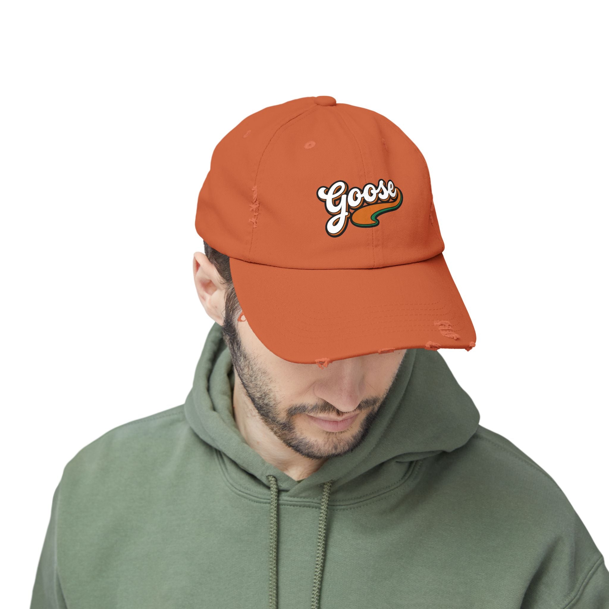 Goose Vintage Script Cap — Distressed Baseball Hat