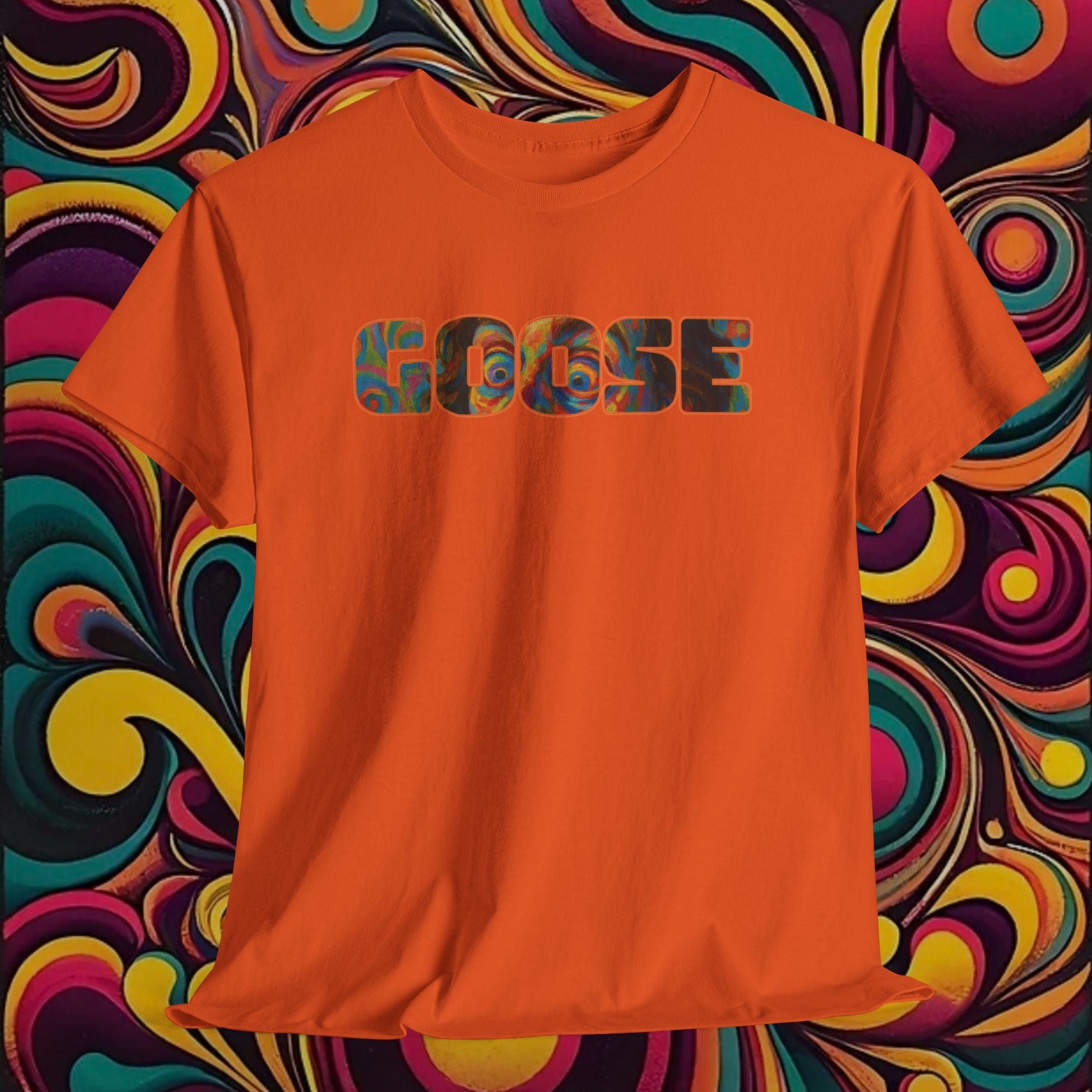 Goose Graphic Tee — Retro Camo Lettering Shirt