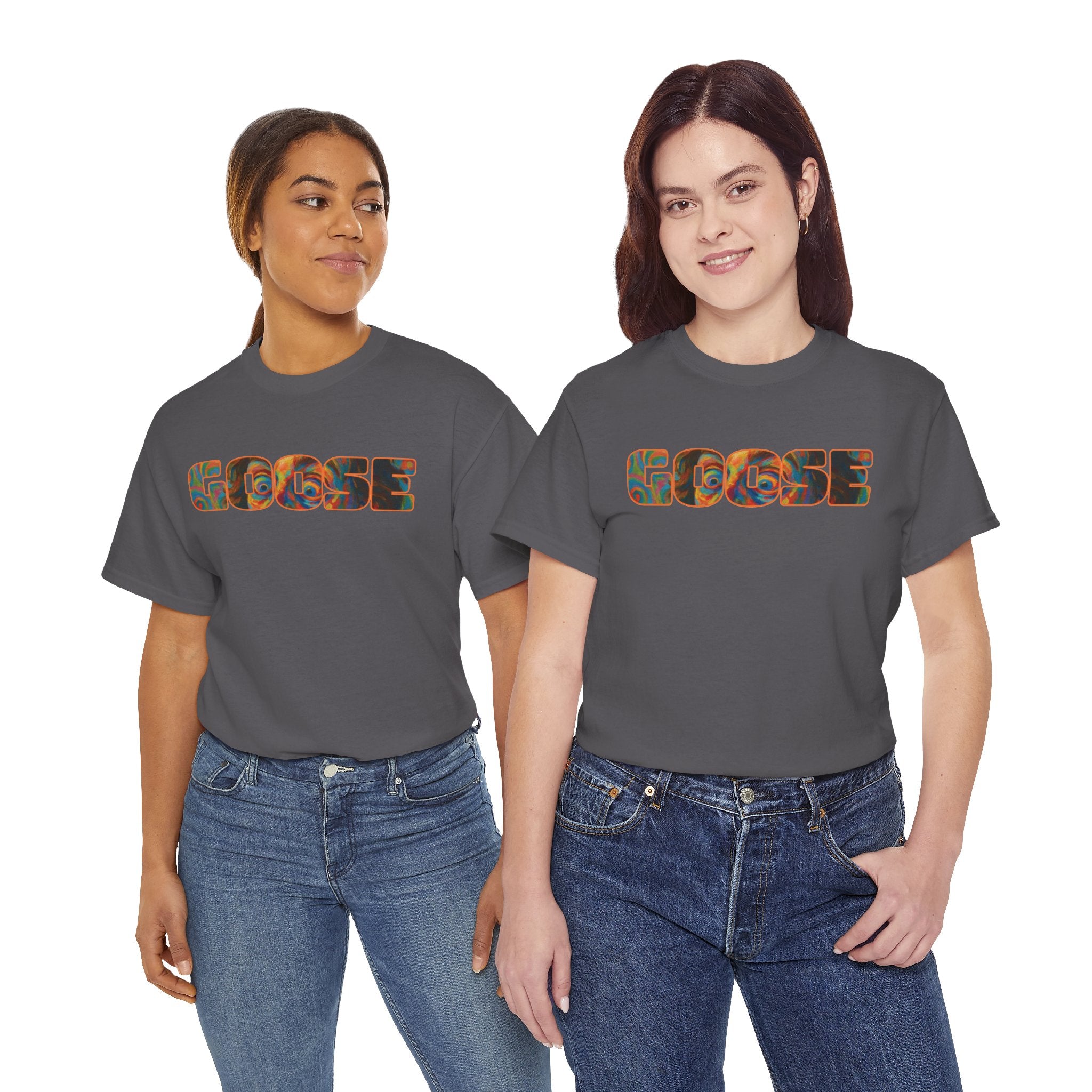 Goose Graphic Tee — Retro Camo Lettering Shirt