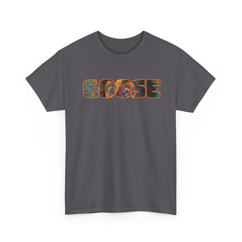 Goose Graphic Tee — Retro Camo Lettering Shirt