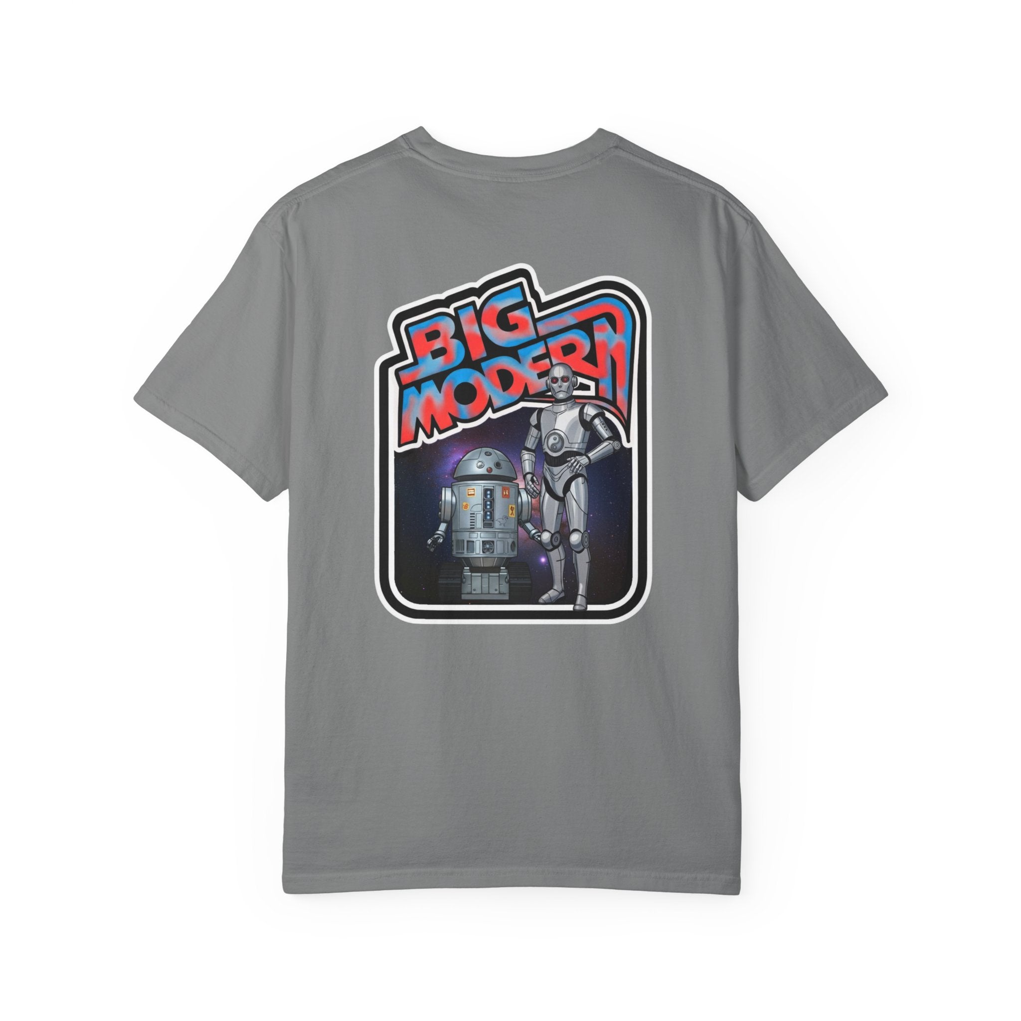 Big Modern Robot Graphic T-Shirt — "GOOSE" Chest Text, Retro Sci‑Fi Back Print