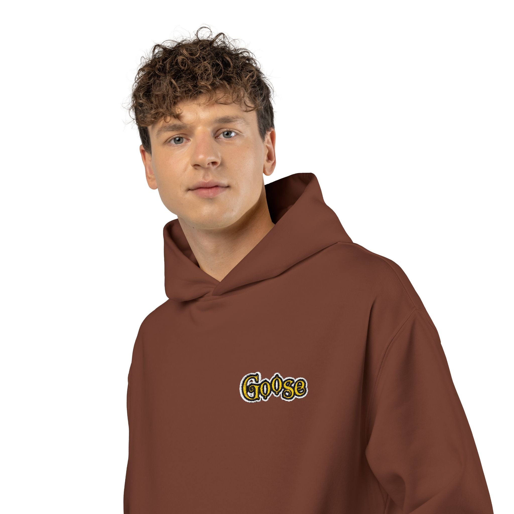 Goose Print Script Logo Hoodie | Logo Print Chest Design