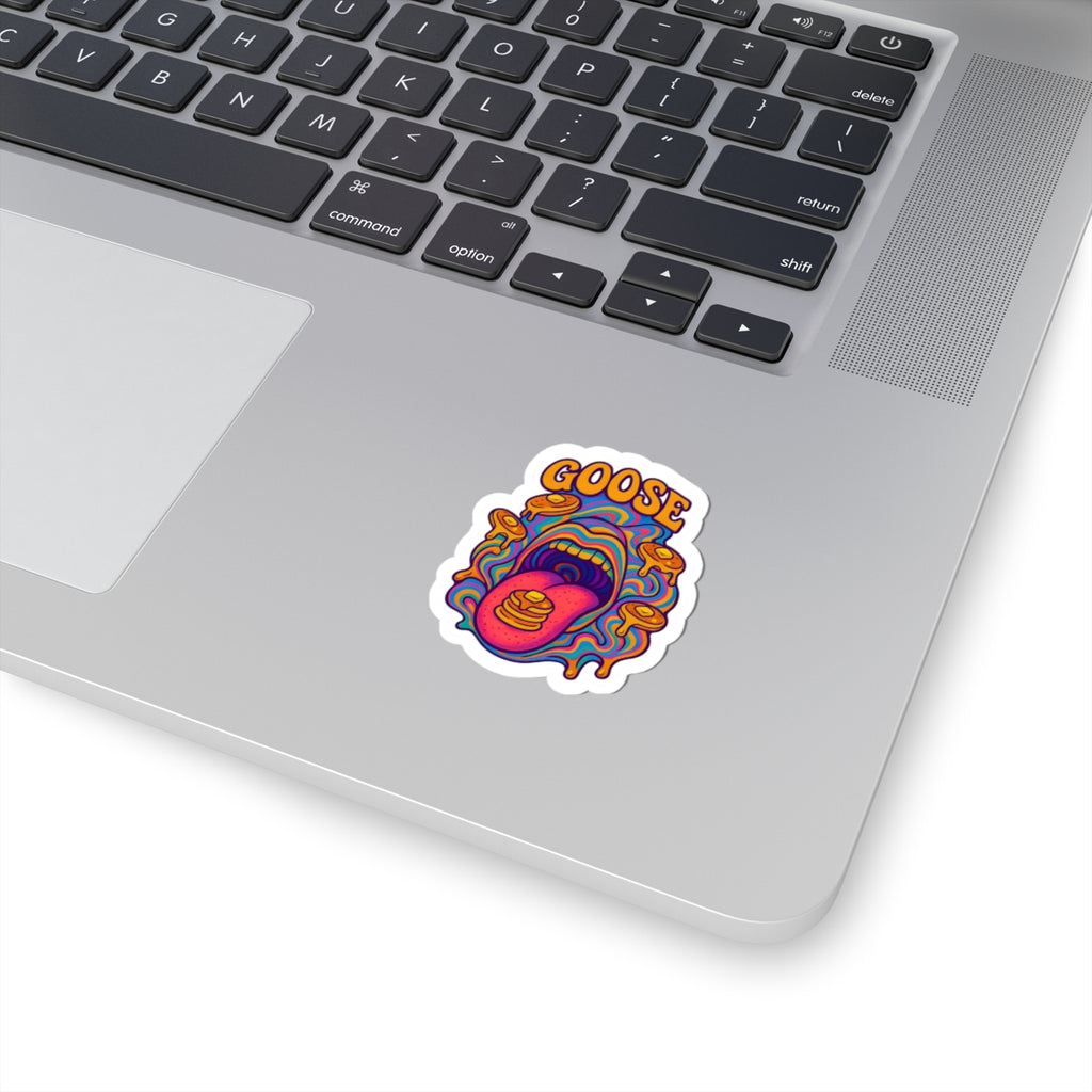 Goose Psychedelic Pancake Sticker — Colorful Kiss-Cut Vinyl Decal