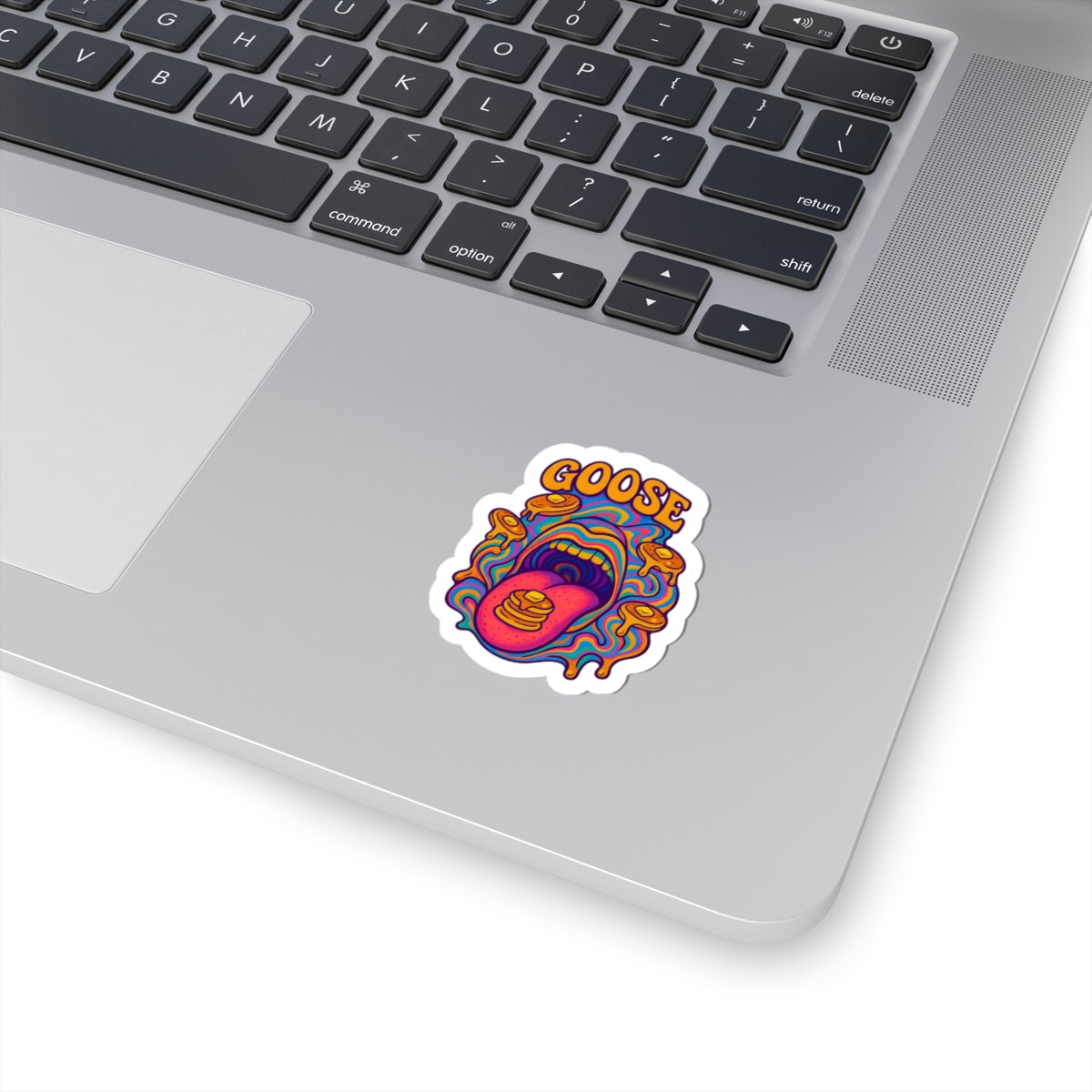 Goose Psychedelic Pancake Sticker — Colorful Kiss-Cut Vinyl Decal
