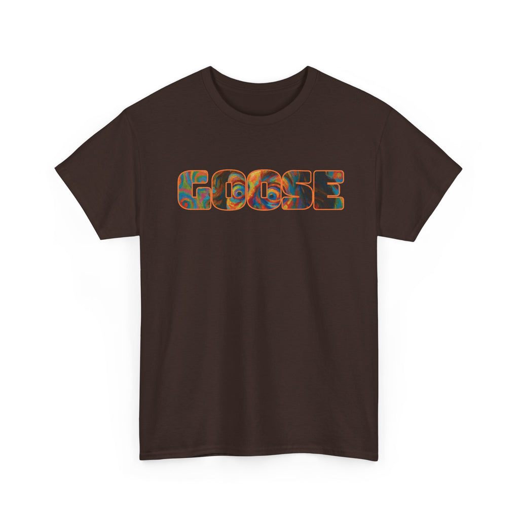 Goose Graphic Tee — Retro Camo Lettering Shirt