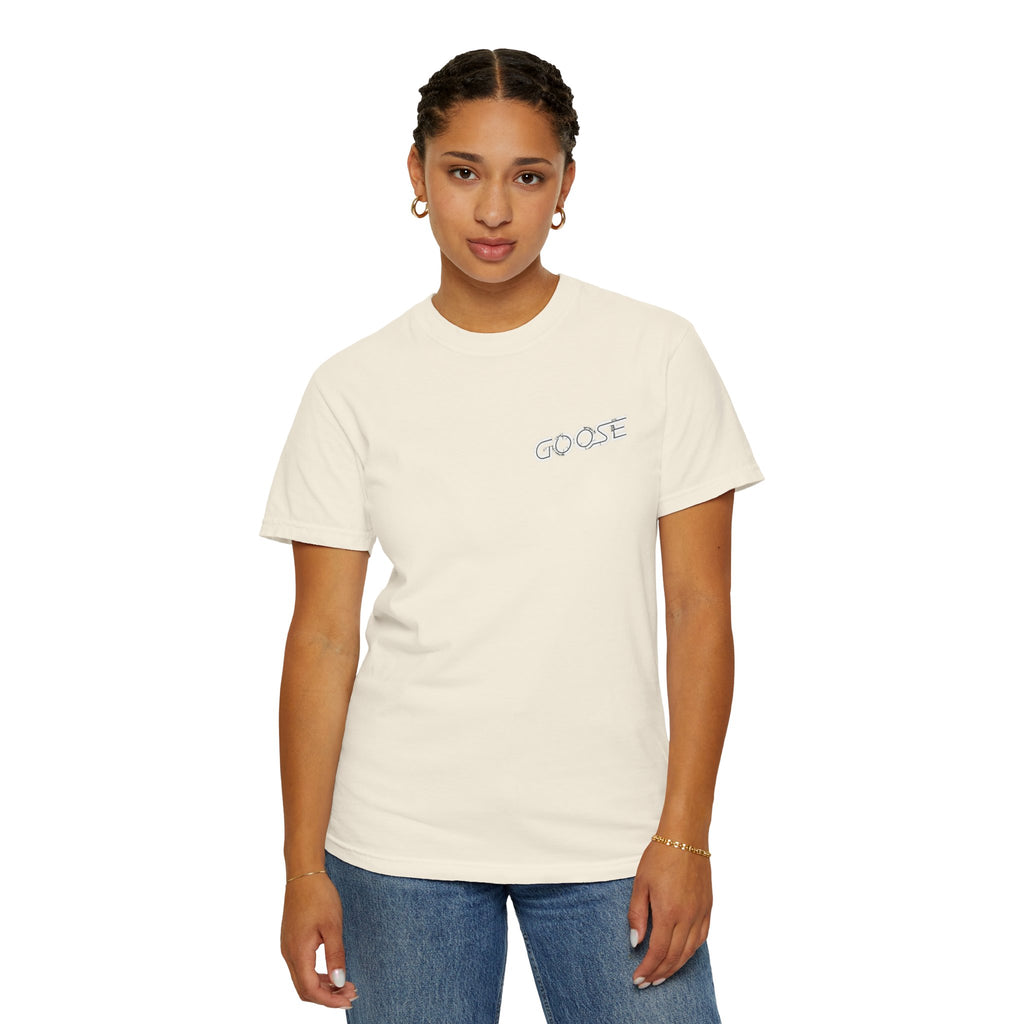 Big Modern Robot Graphic T-Shirt — "GOOSE" Chest Text, Retro Sci‑Fi Back Print