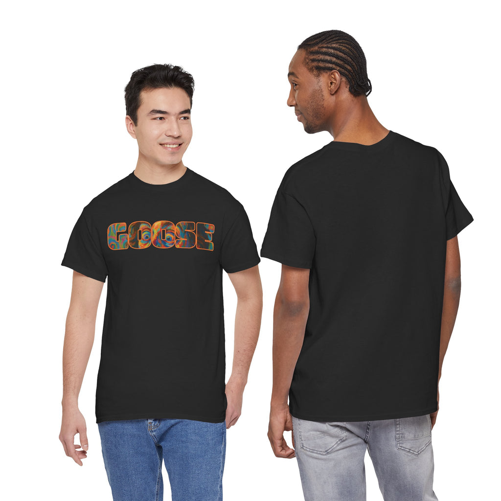Goose Graphic Tee — Retro Camo Lettering Shirt