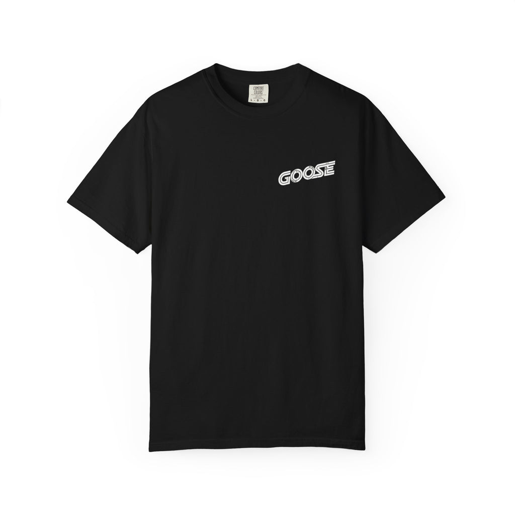 Big Modern Robot Graphic T-Shirt — "GOOSE" Chest Text, Retro Sci‑Fi Back Print