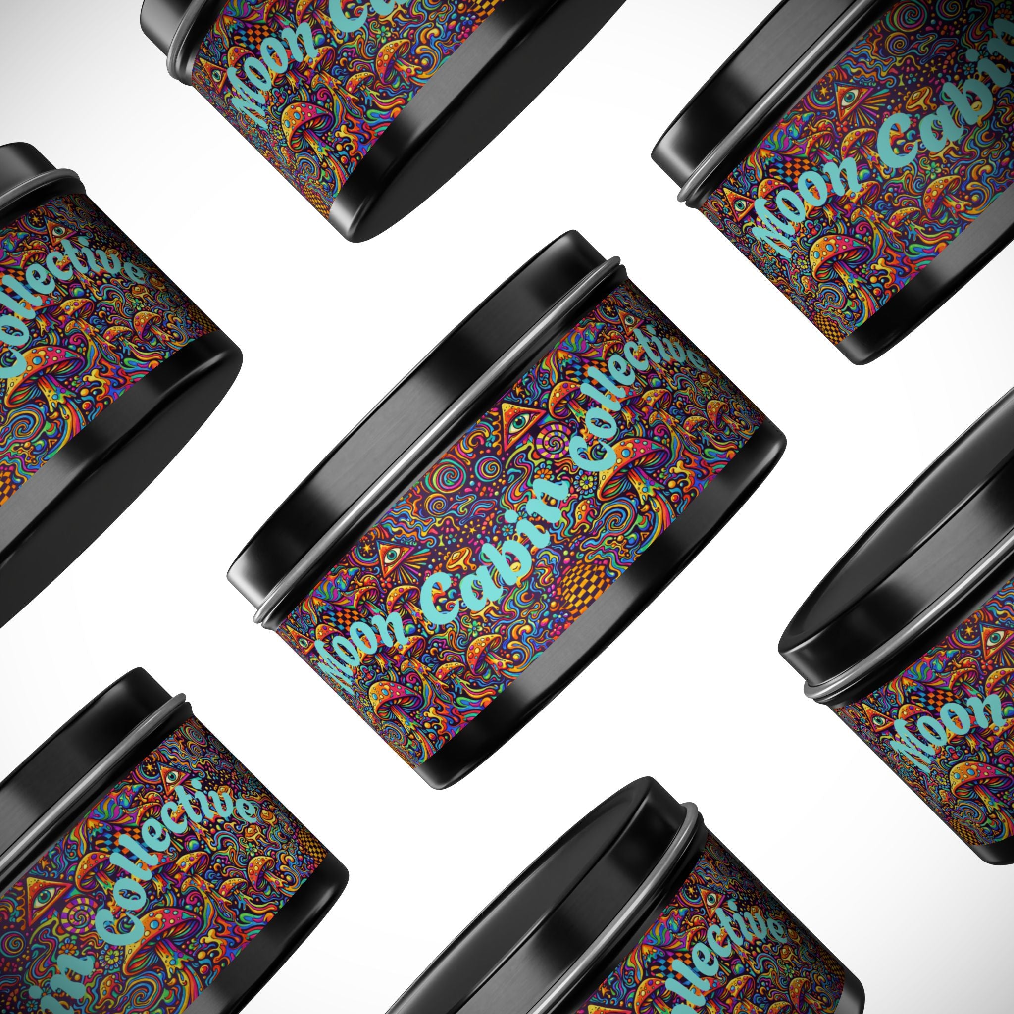 Moon Cabin Collection Tin Candle – Psychedelic Mushroom Scented Tin