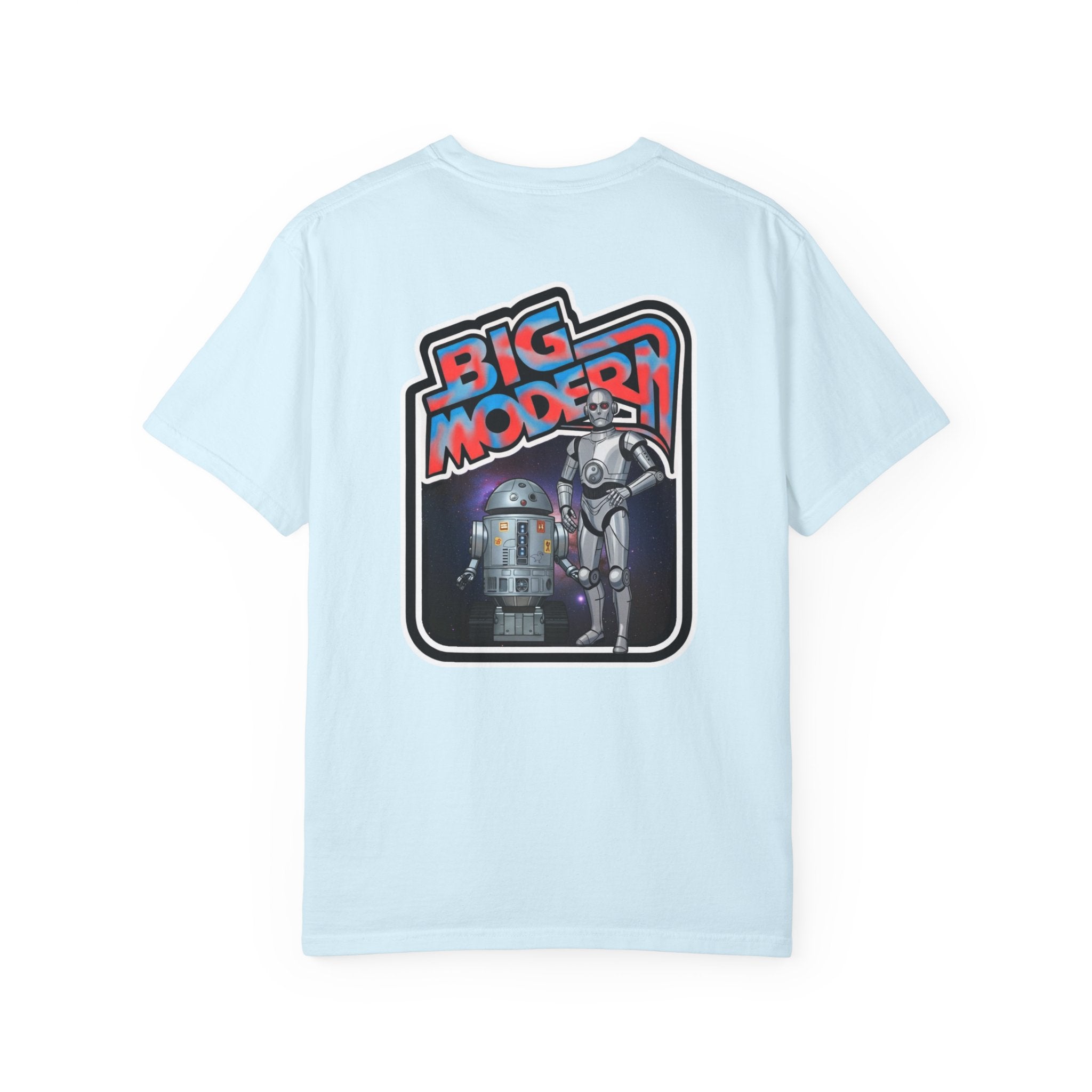 Big Modern Robot Graphic T-Shirt — "GOOSE" Chest Text, Retro Sci‑Fi Back Print