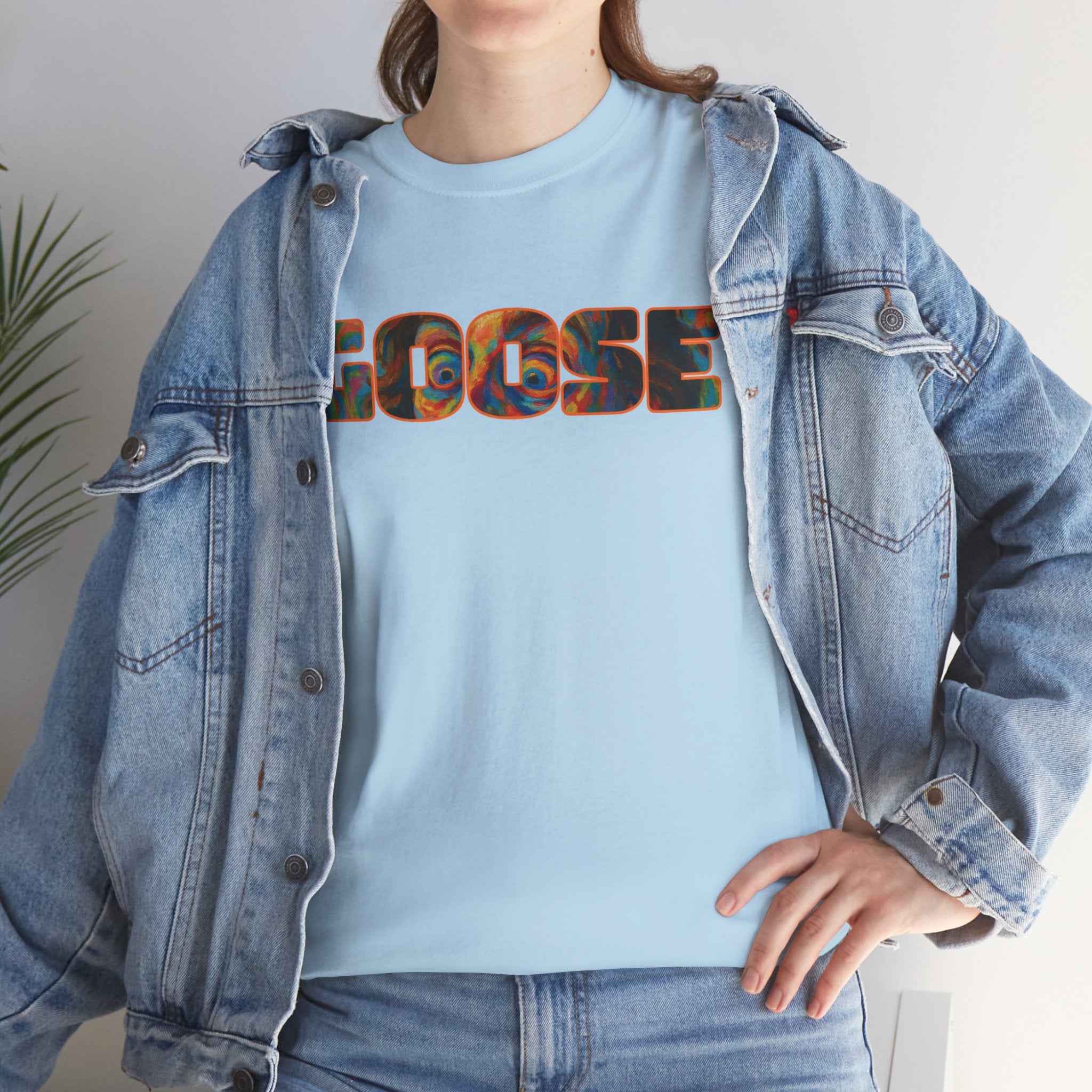 Goose Graphic Tee — Retro Camo Lettering Shirt