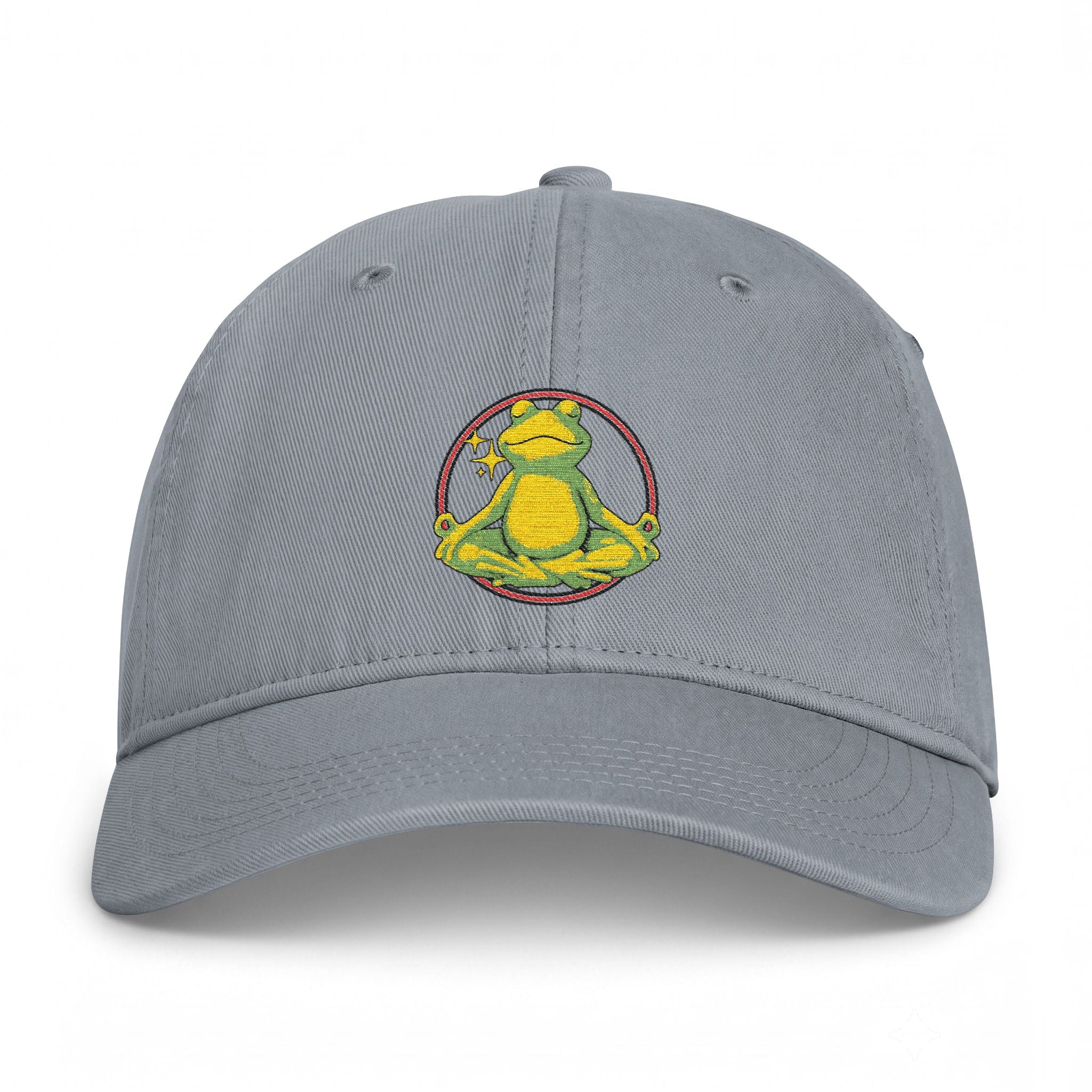 Embroidered Meditating Frog Dad Hat - Coastal Washed Cap