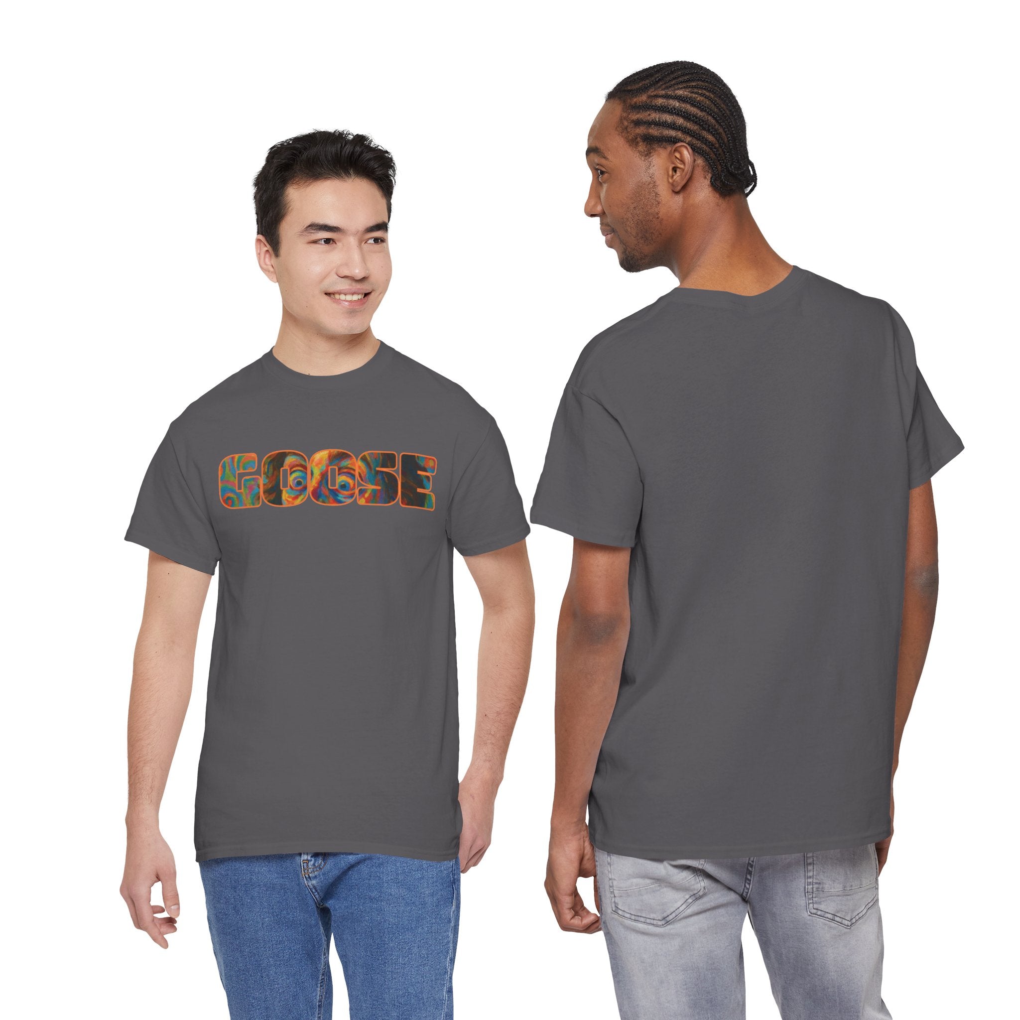 Goose Graphic Tee — Retro Camo Lettering Shirt