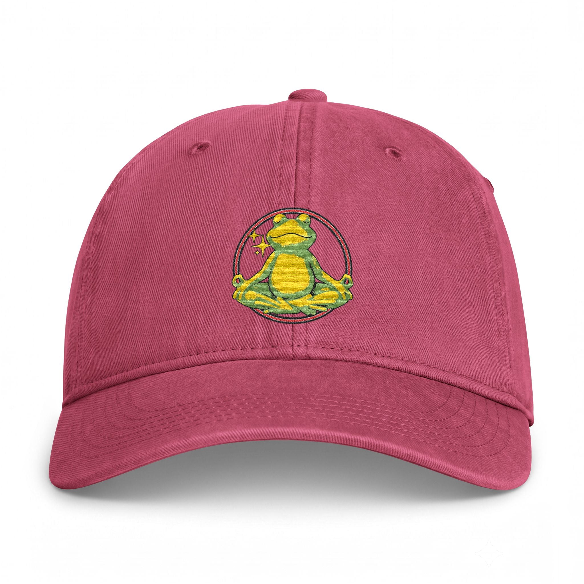 Embroidered Meditating Frog Dad Hat - Coastal Washed Cap