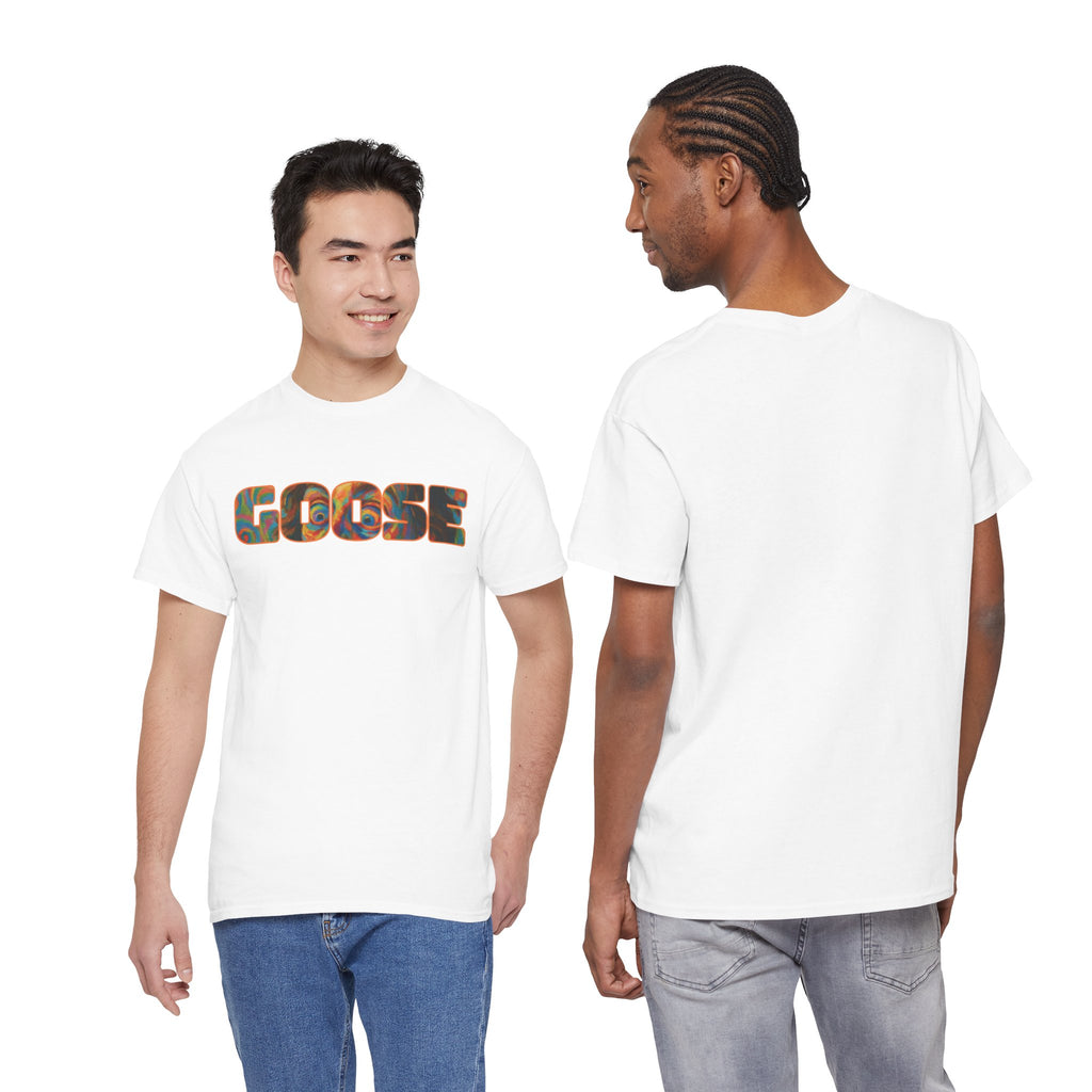 Goose Graphic Tee — Retro Camo Lettering Shirt