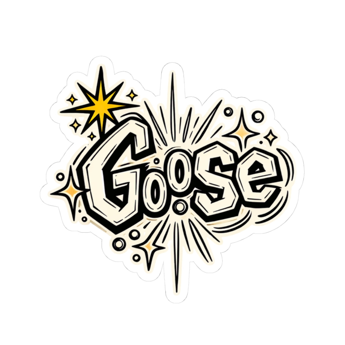 Goose Graphic Sticker — Retro Sparkle Kiss-Cut Vinyl Sticker