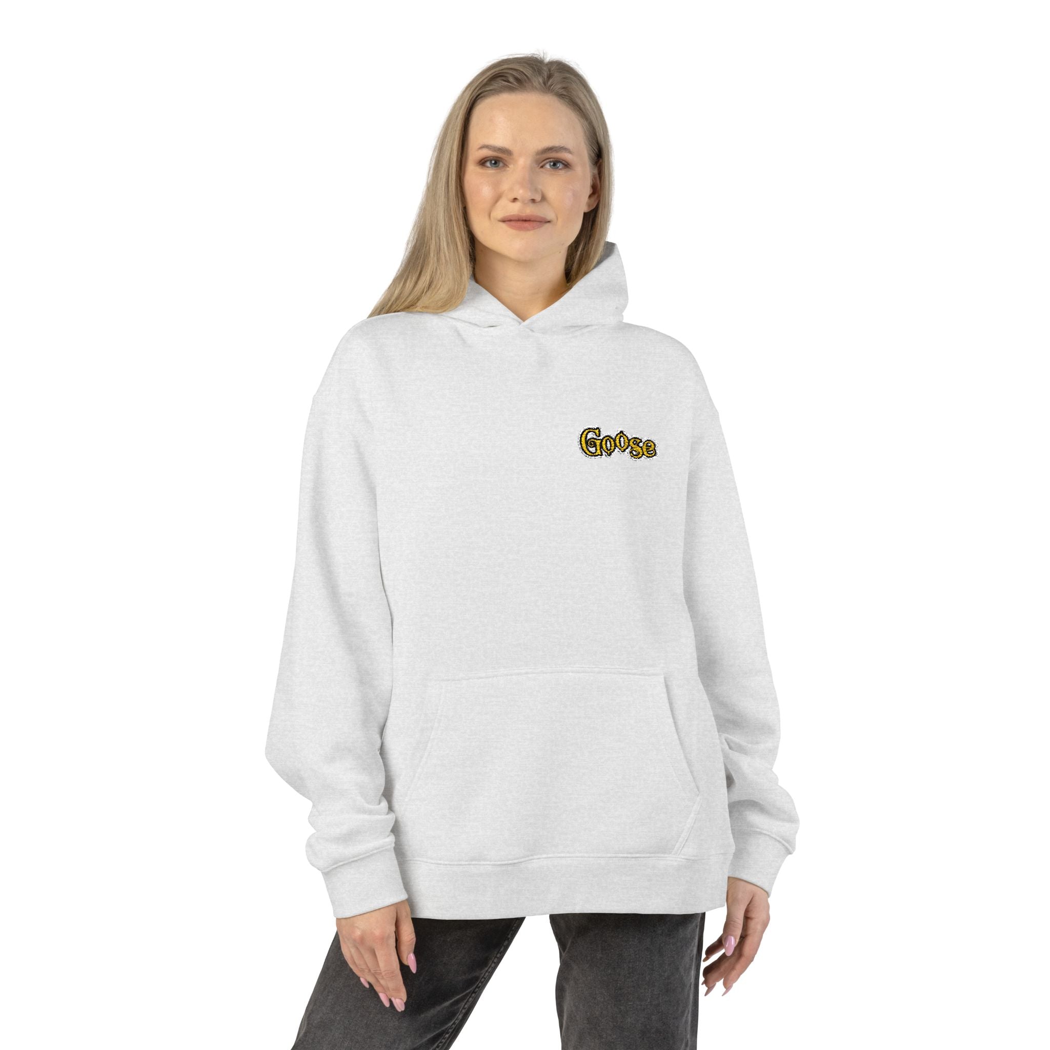 Goose Print Script Logo Hoodie | Logo Print Chest Design