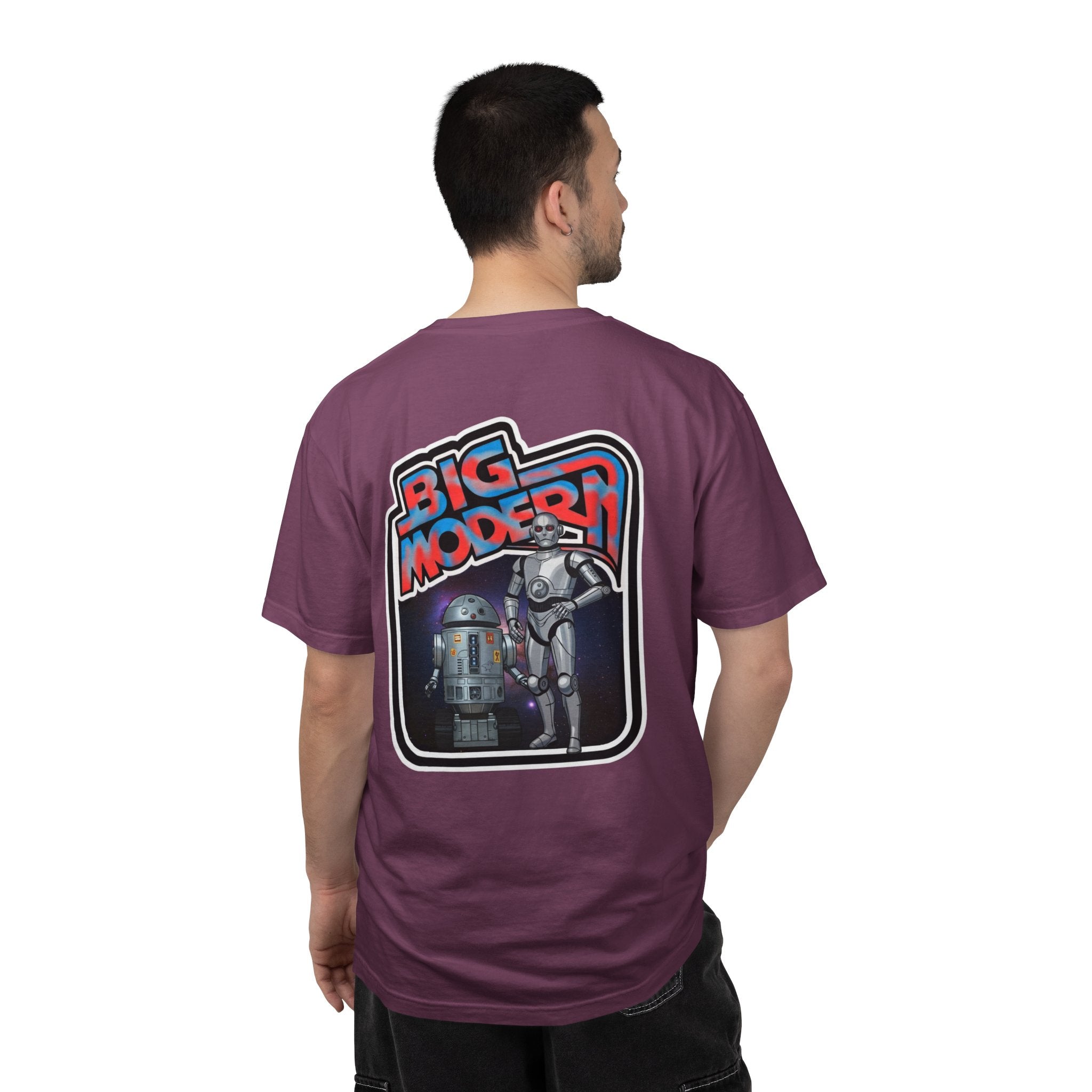Big Modern Robot Graphic T-Shirt — "GOOSE" Chest Text, Retro Sci‑Fi Back Print