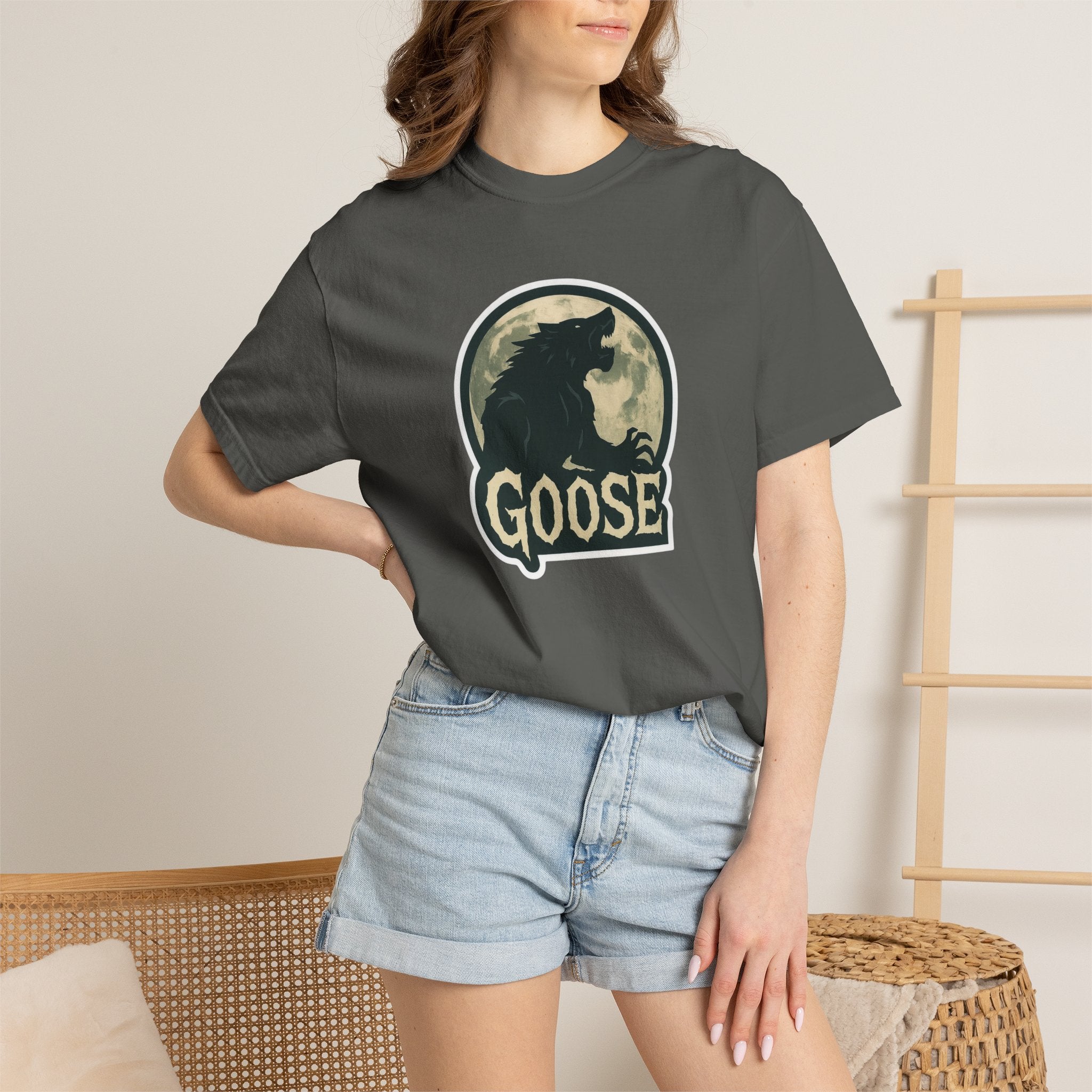 Goose Moon T-Shirt — Vintage Werewolf Silhouette Graphic Tee