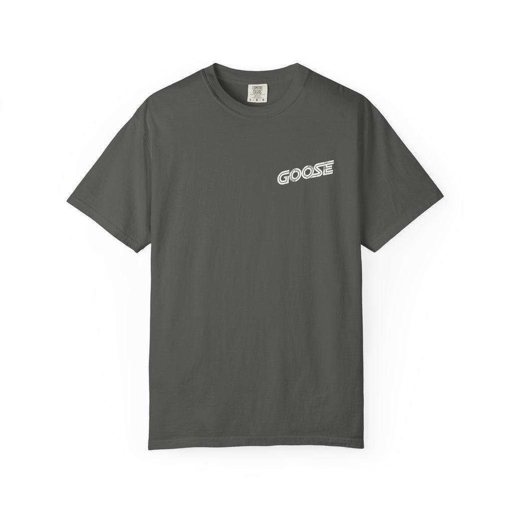 Big Modern Robot Graphic T-Shirt — "GOOSE" Chest Text, Retro Sci‑Fi Back Print