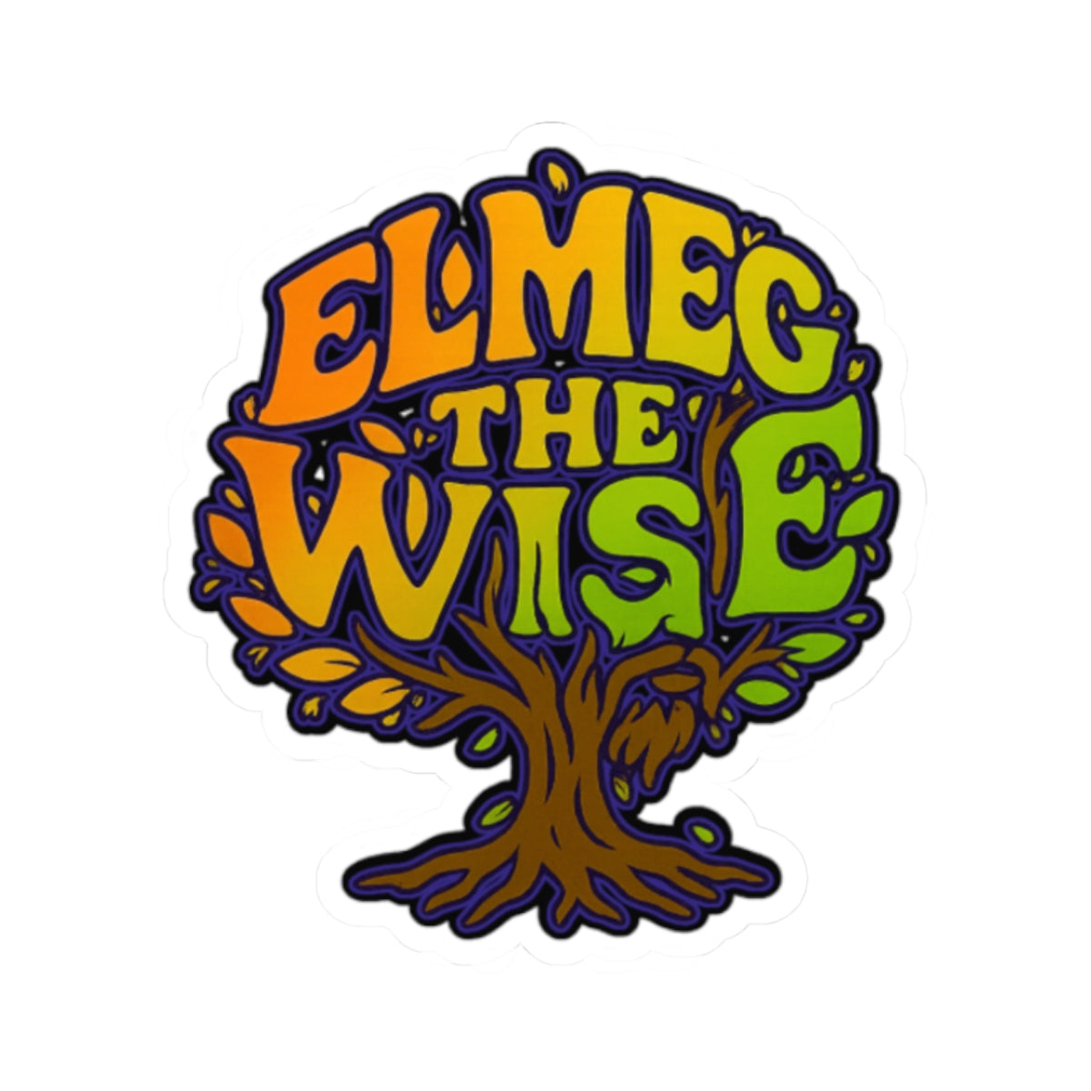 Elmeg the Wise Tree Sticker — Colorful Kiss-Cut Vinyl Decal for Laptops & Journals