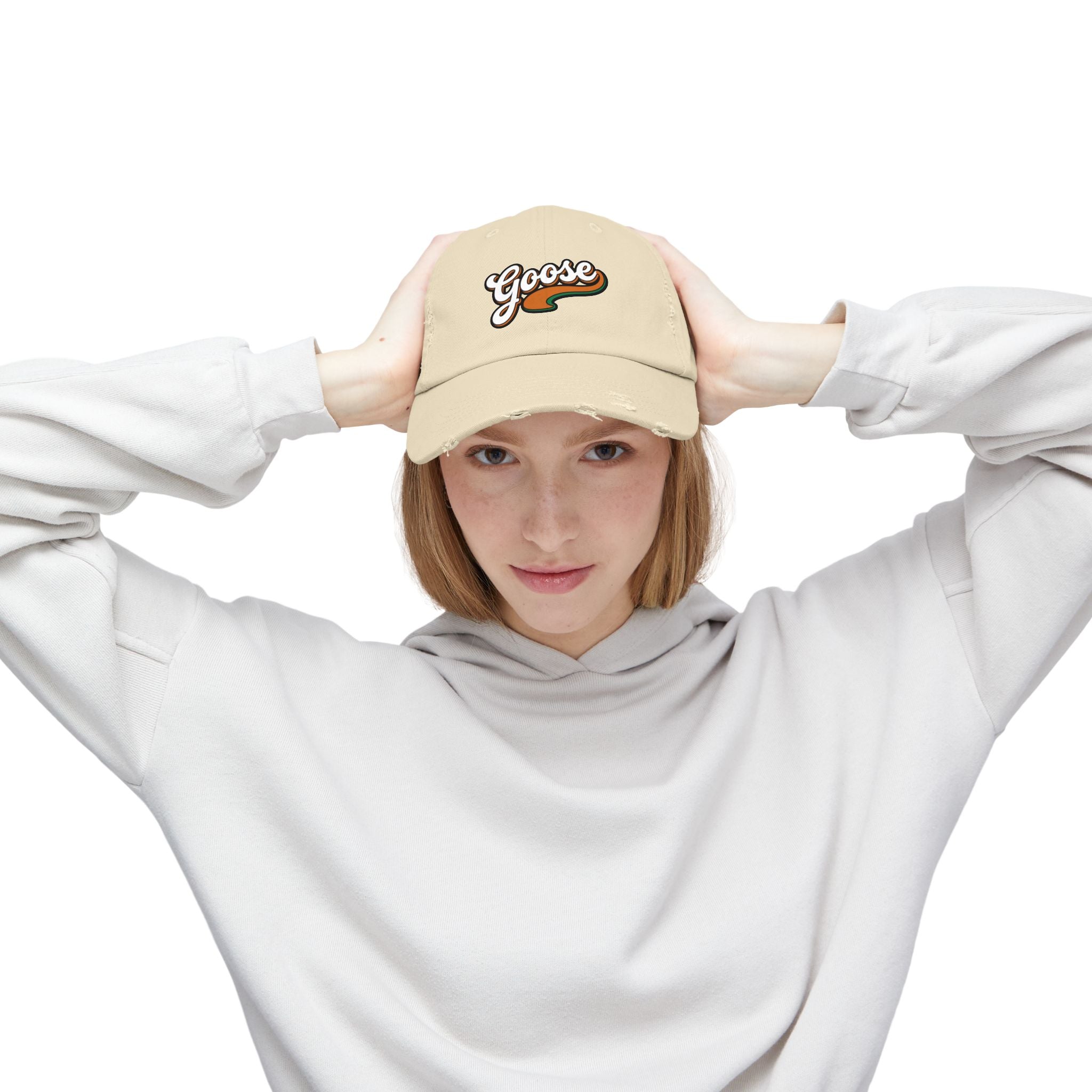 Goose Vintage Script Cap — Distressed Baseball Hat