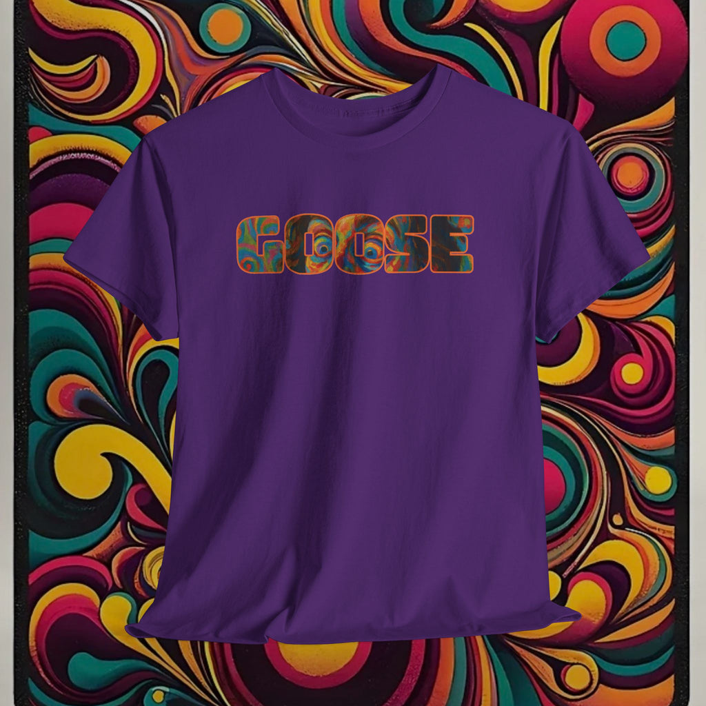 Goose Graphic Tee — Retro Camo Lettering Shirt