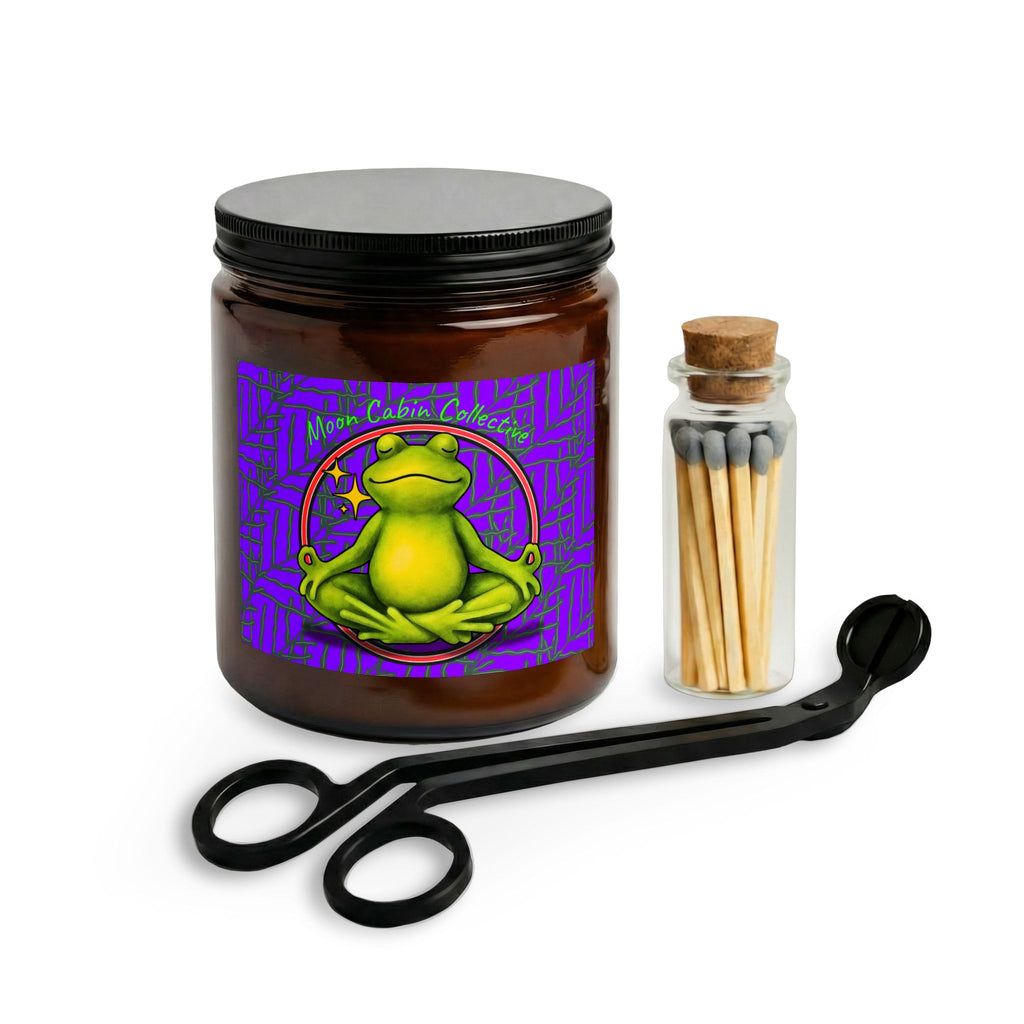 Meditating Frog Candle Set with Matches and Wick Trimmer | Relaxation Soy Candle