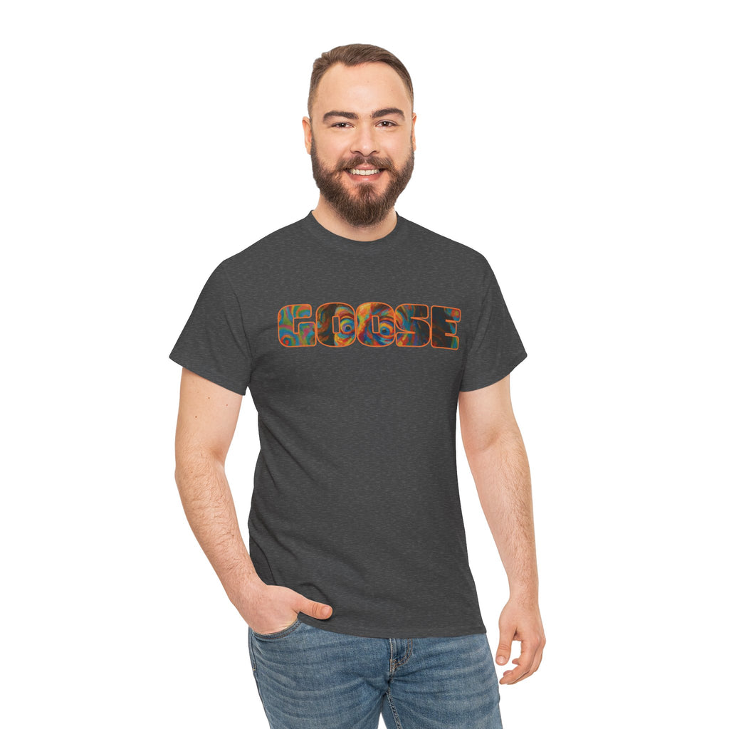 Goose Graphic Tee — Retro Camo Lettering Shirt