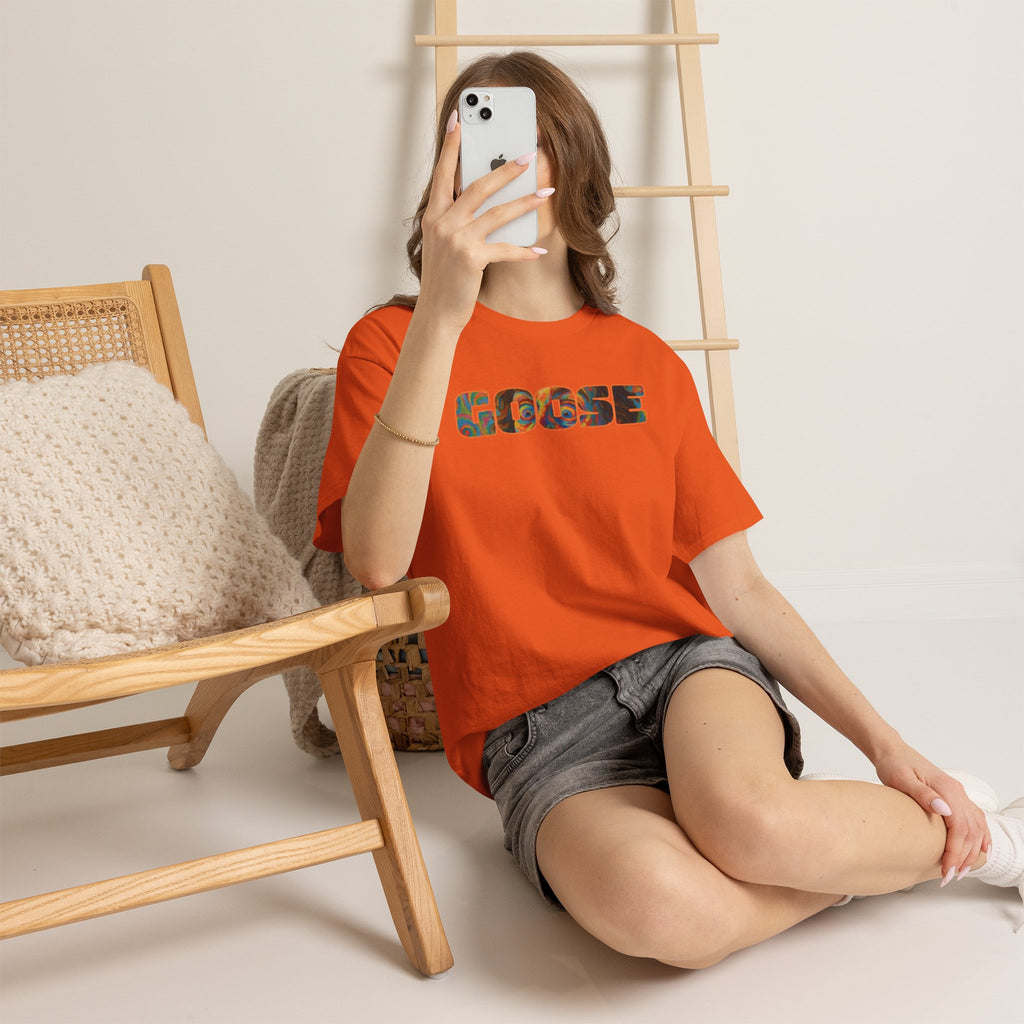 Goose Graphic Tee — Retro Camo Lettering Shirt