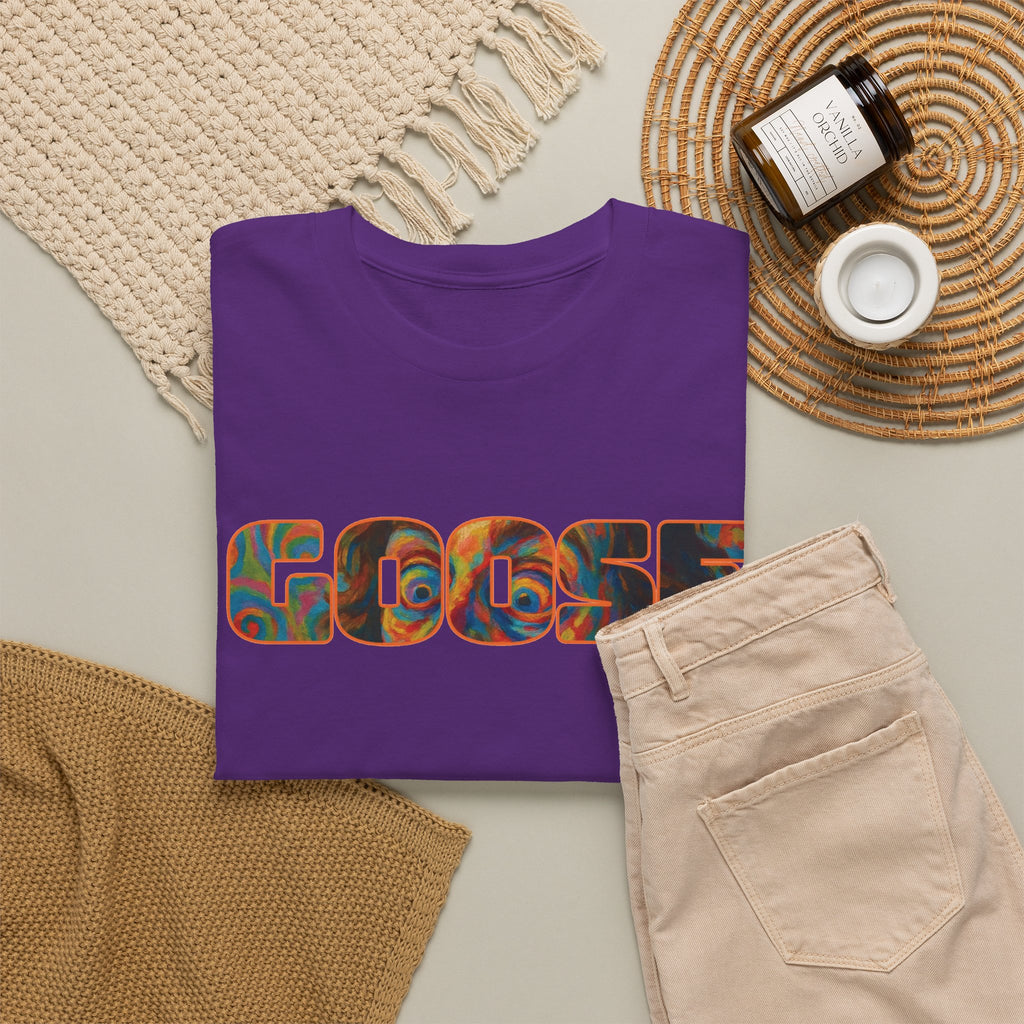 Goose Graphic Tee — Retro Camo Lettering Shirt