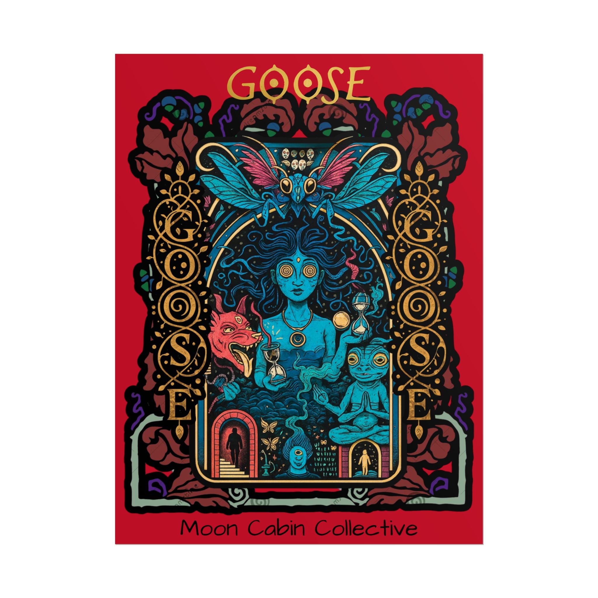 Goose Moon Cabin Collective Psychedelic Art Poster — Rolled Concert Poster