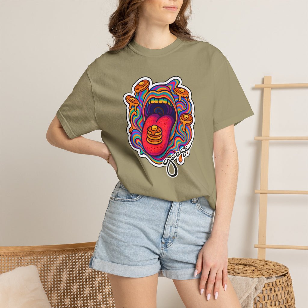 Pancake Mouth T-Shirt — Retro Psychedelic Breakfast Graphic Tee