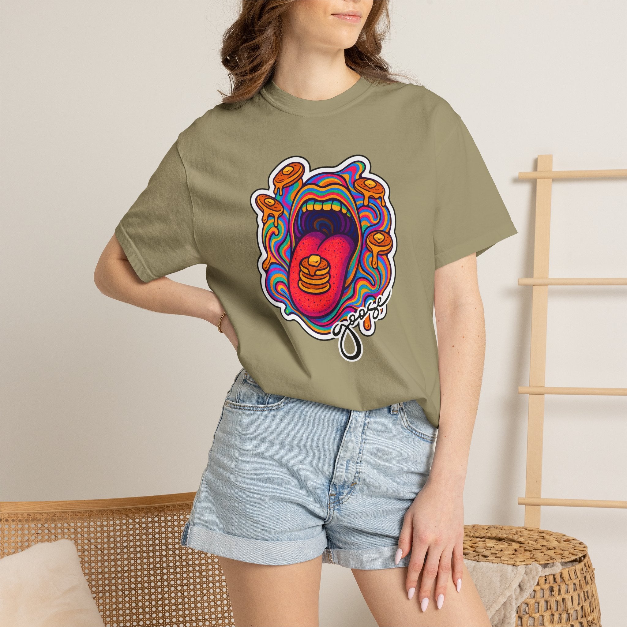 Pancake Mouth T-Shirt — Retro Psychedelic Breakfast Graphic Tee