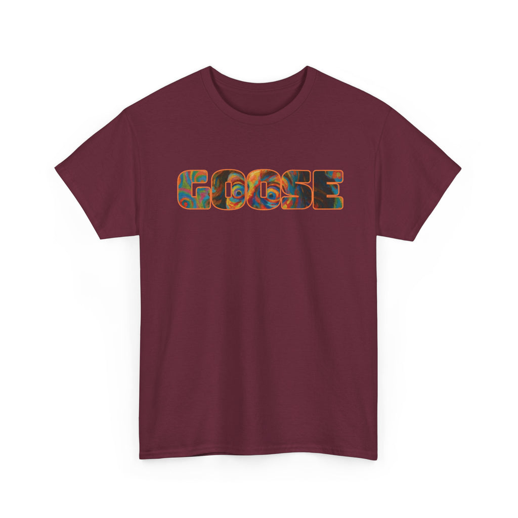 Goose Graphic Tee — Retro Camo Lettering Shirt