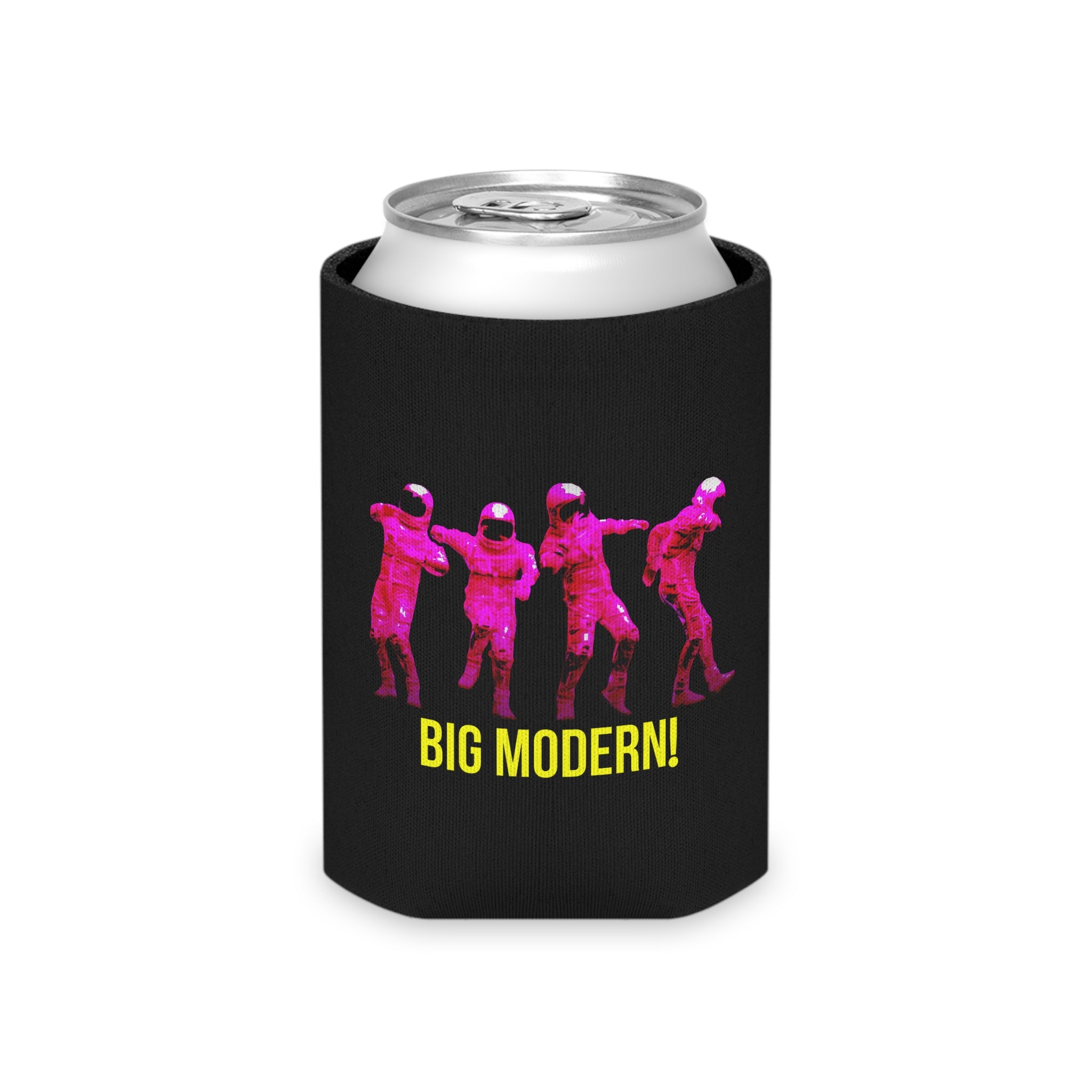 Can Cooler — Retro Neon Astronauts 'BIG MODERN!' Beverage Koozie