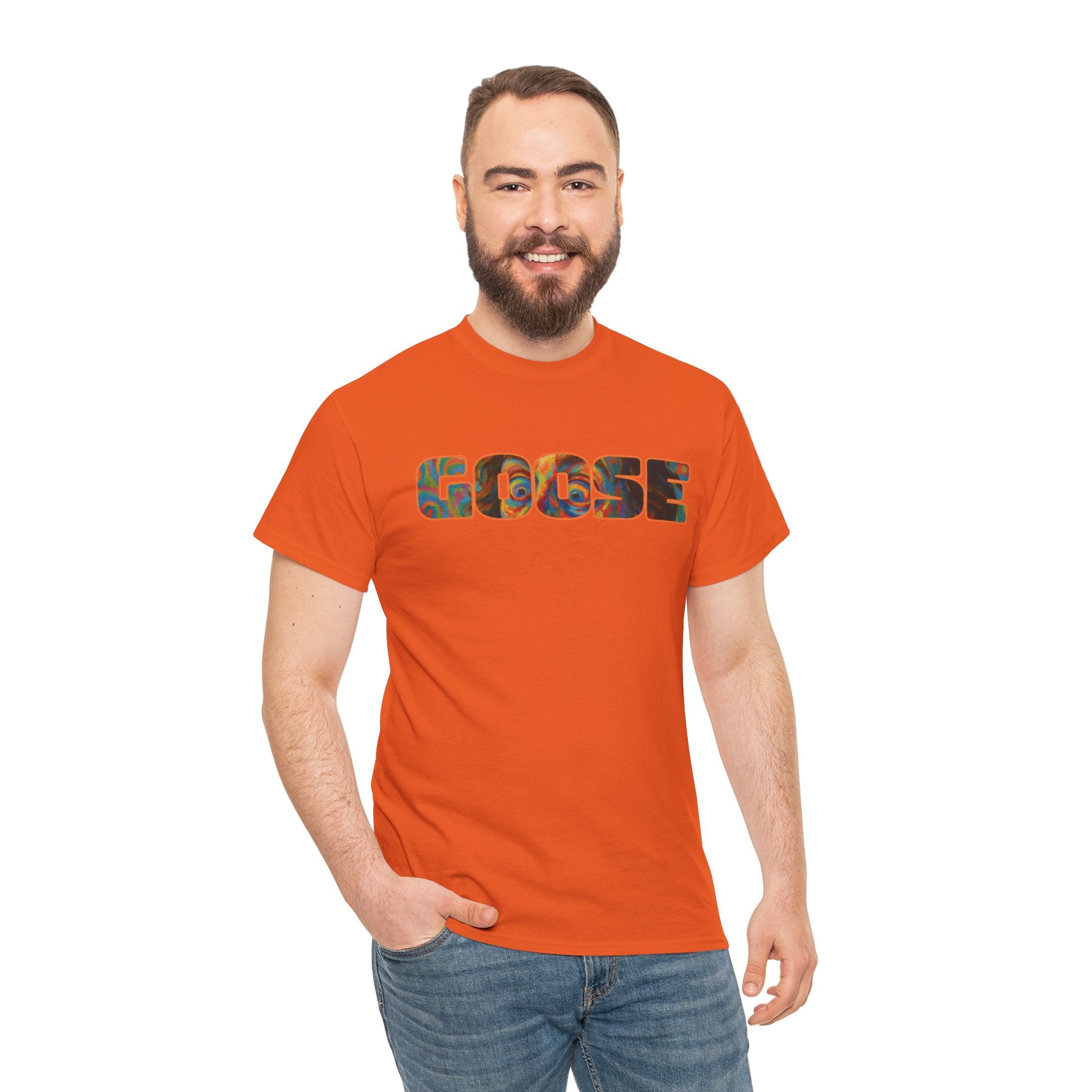 Goose Graphic Tee — Retro Camo Lettering Shirt