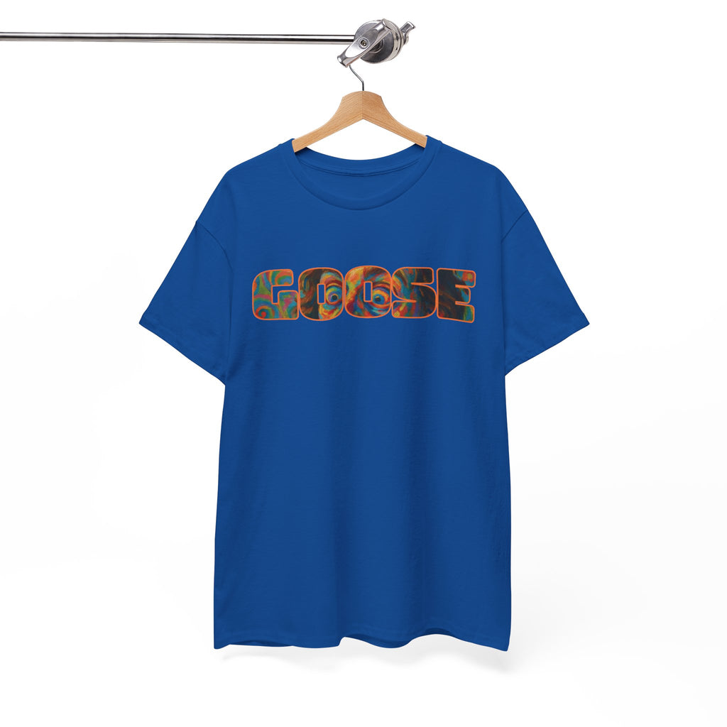 Goose Graphic Tee — Retro Camo Lettering Shirt