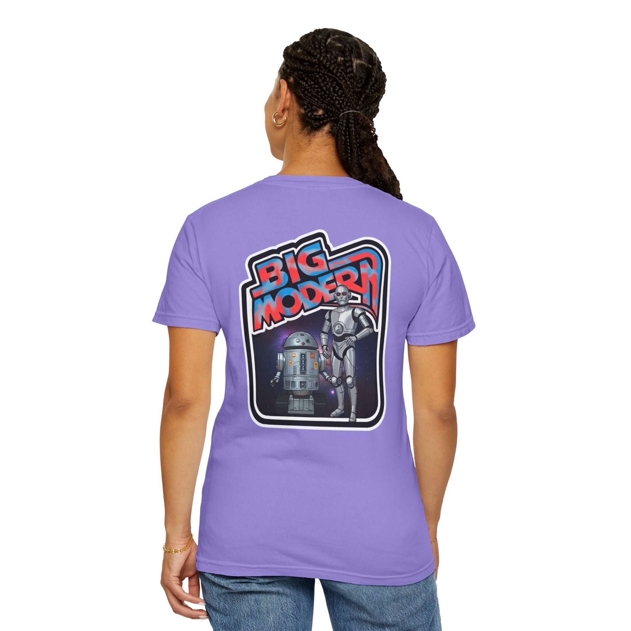 Big Modern Robot Graphic T-Shirt — "GOOSE" Chest Text, Retro Sci‑Fi Back Print