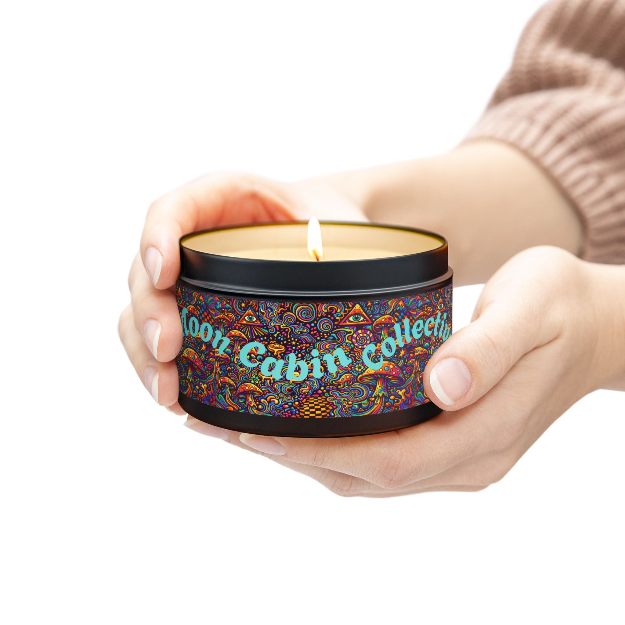 Moon Cabin Collection Tin Candle – Psychedelic Mushroom Scented Tin