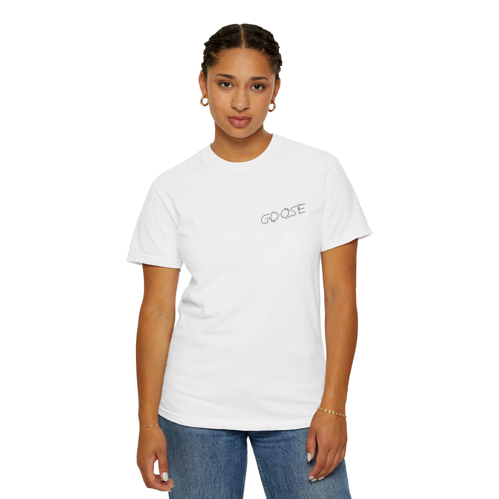 Big Modern Robot Graphic T-Shirt — "GOOSE" Chest Text, Retro Sci‑Fi Back Print