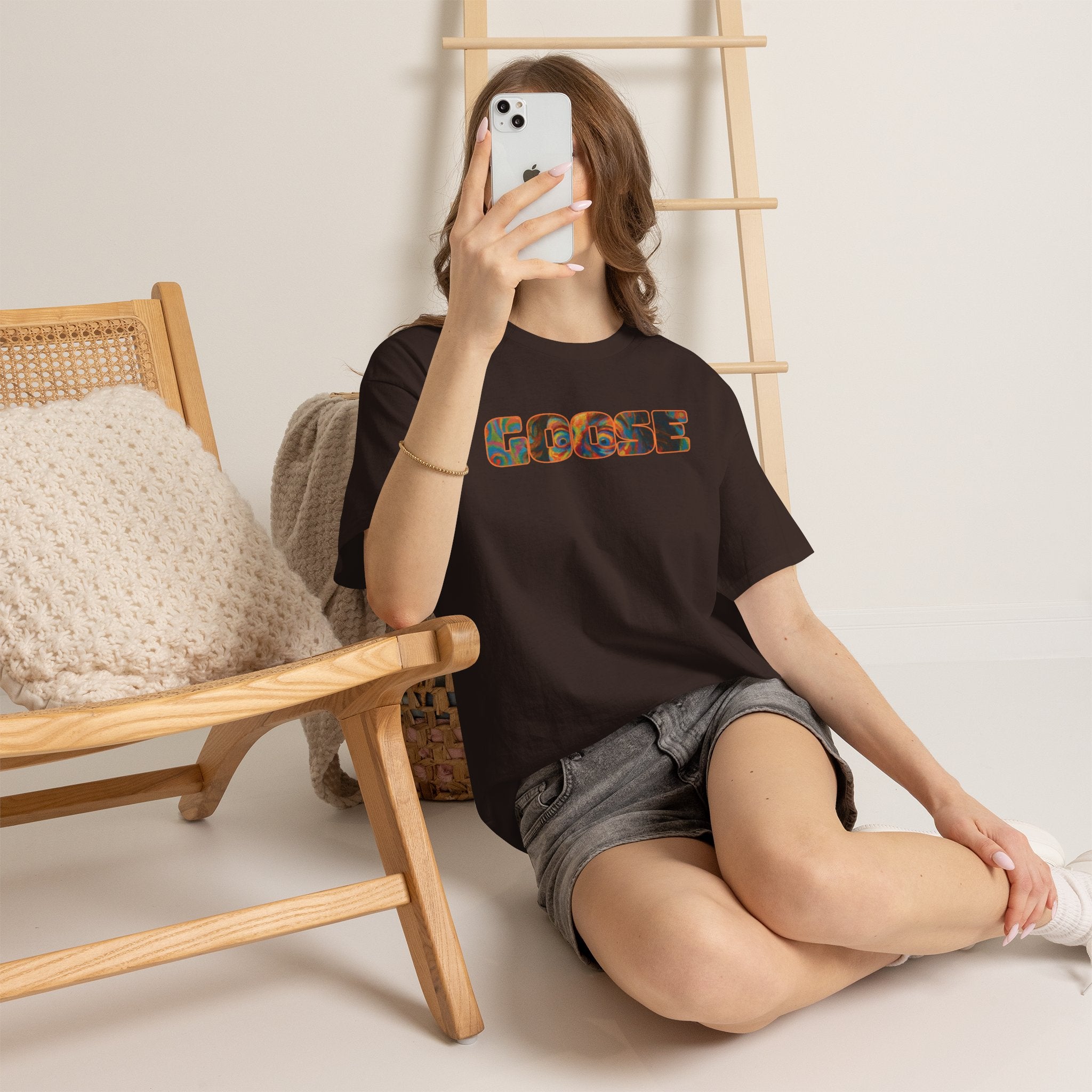 Goose Graphic Tee — Retro Camo Lettering Shirt