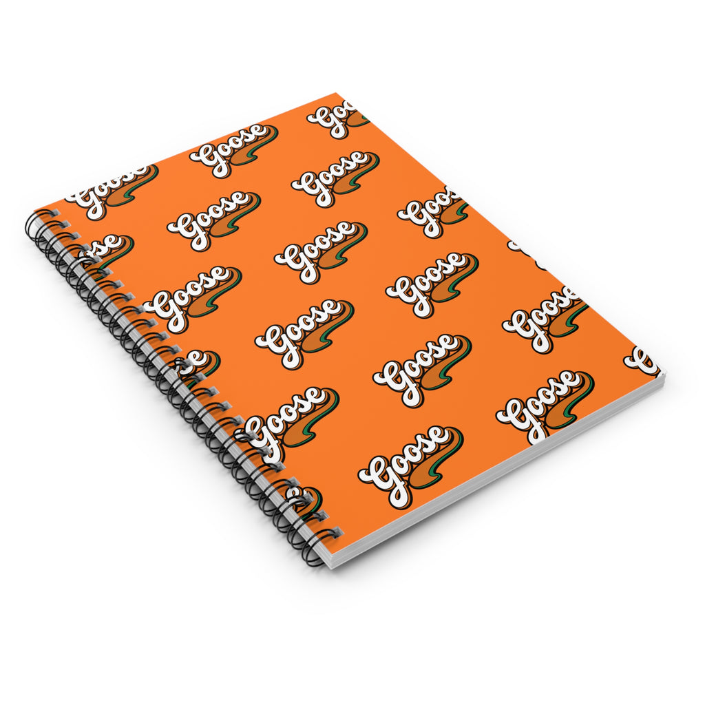 Goose Pattern Spiral Notebook — Orange Ruled Journal for School & Notes